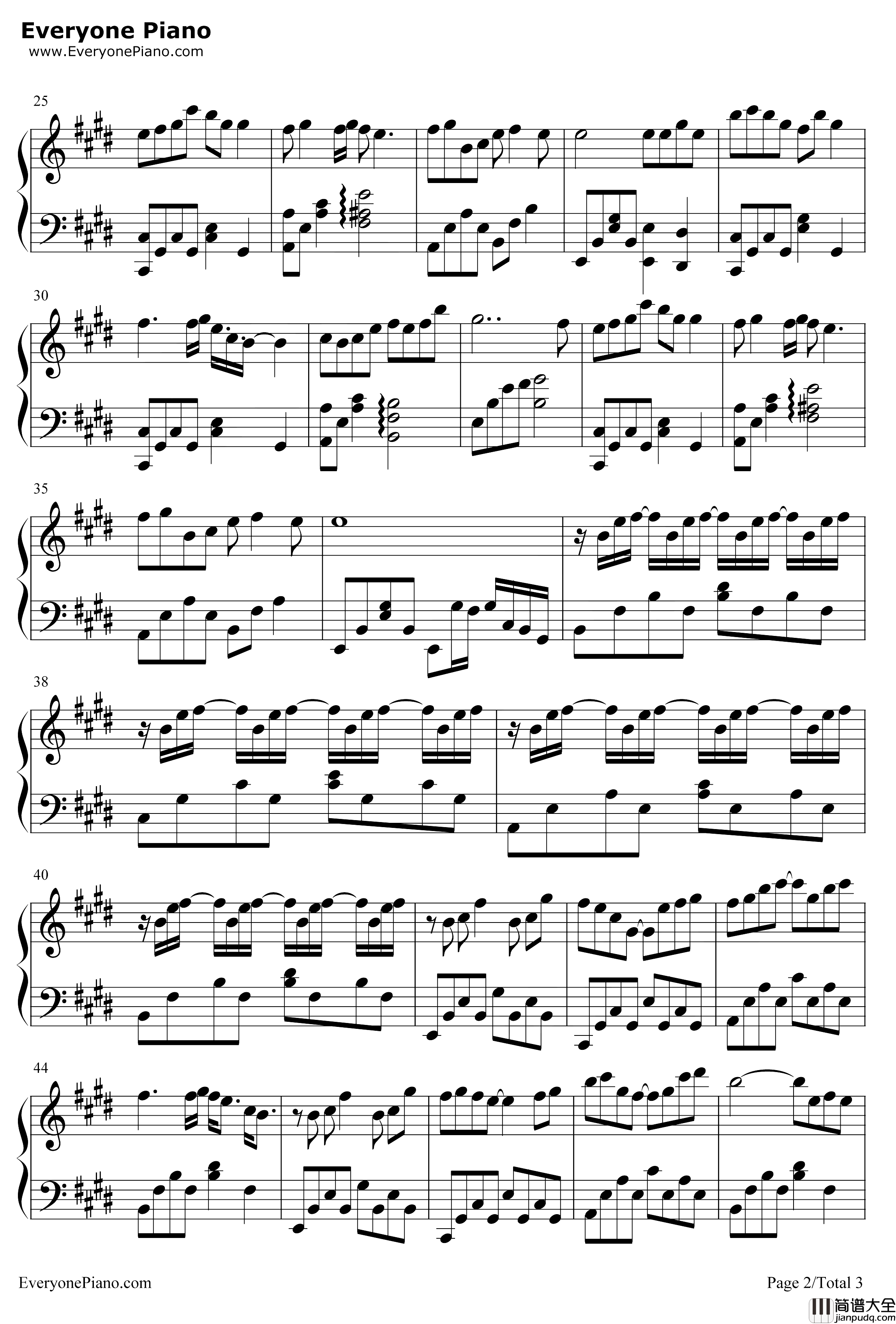 月西江钢琴谱_初音未来