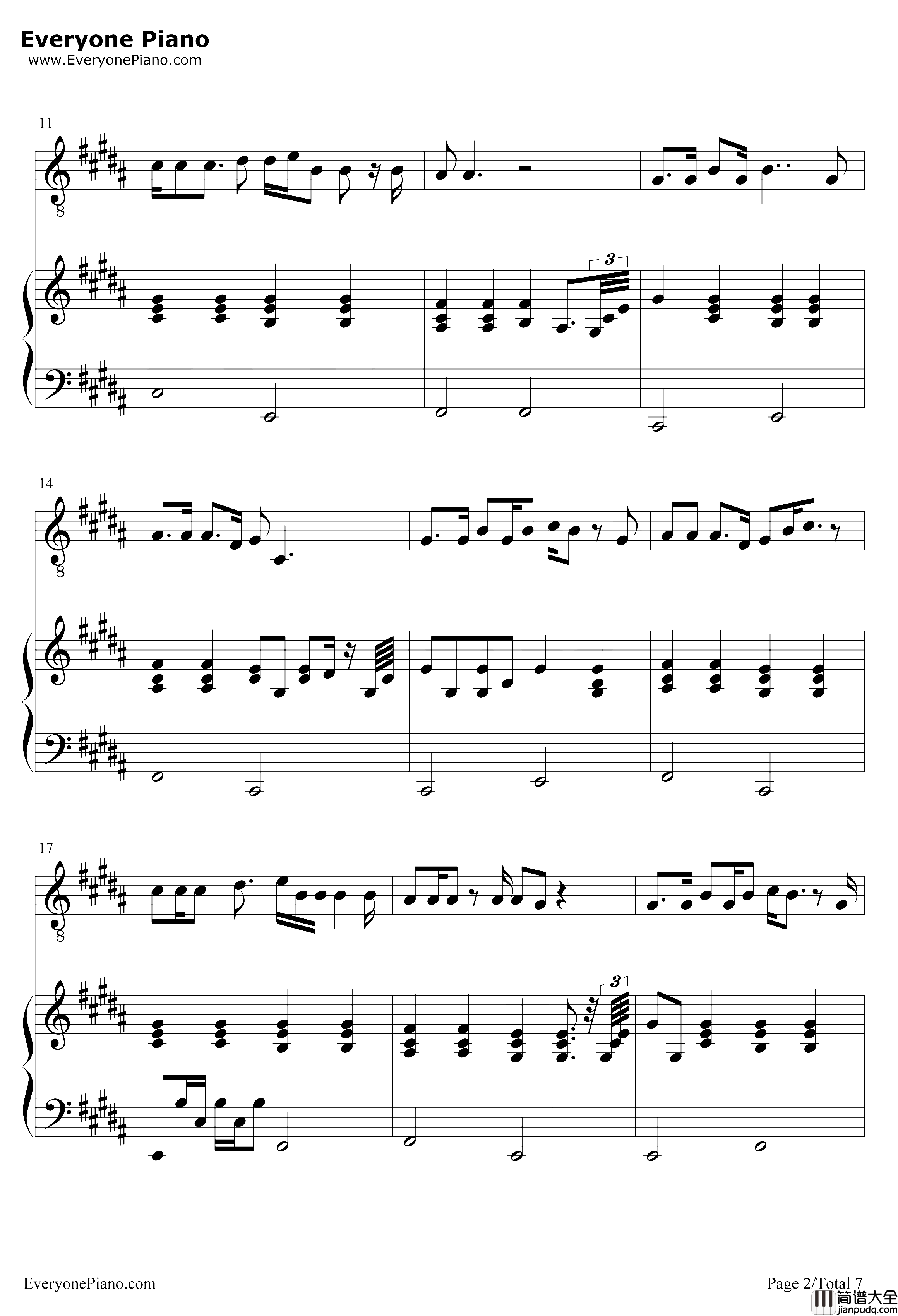 LetYouGo钢琴谱_华晨宇