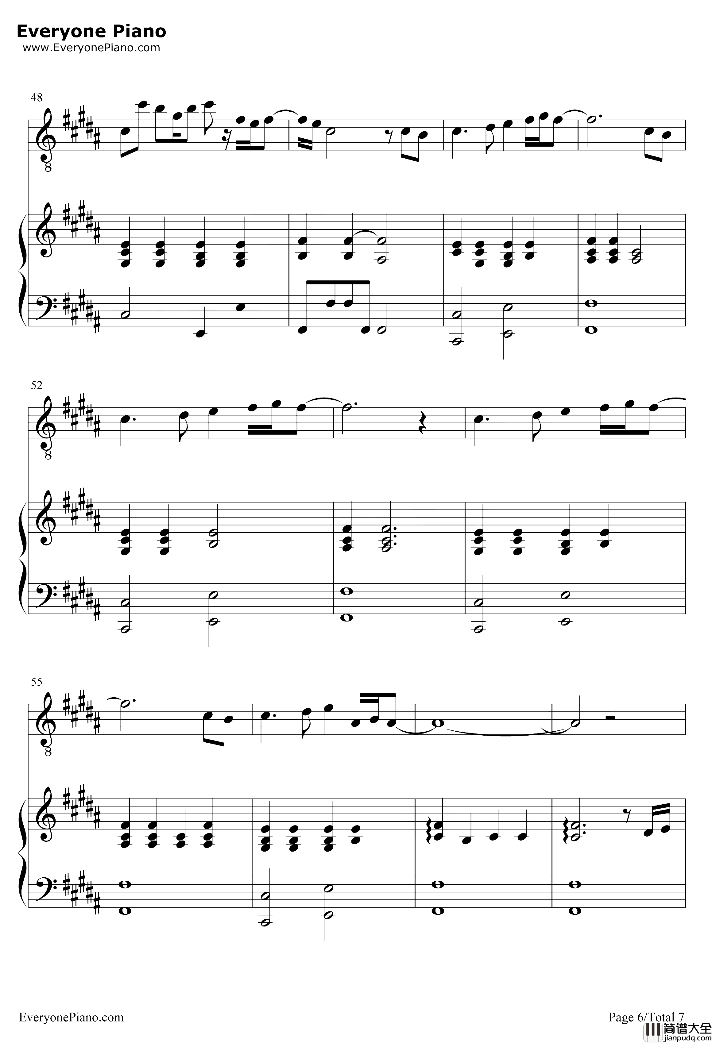 LetYouGo钢琴谱_华晨宇