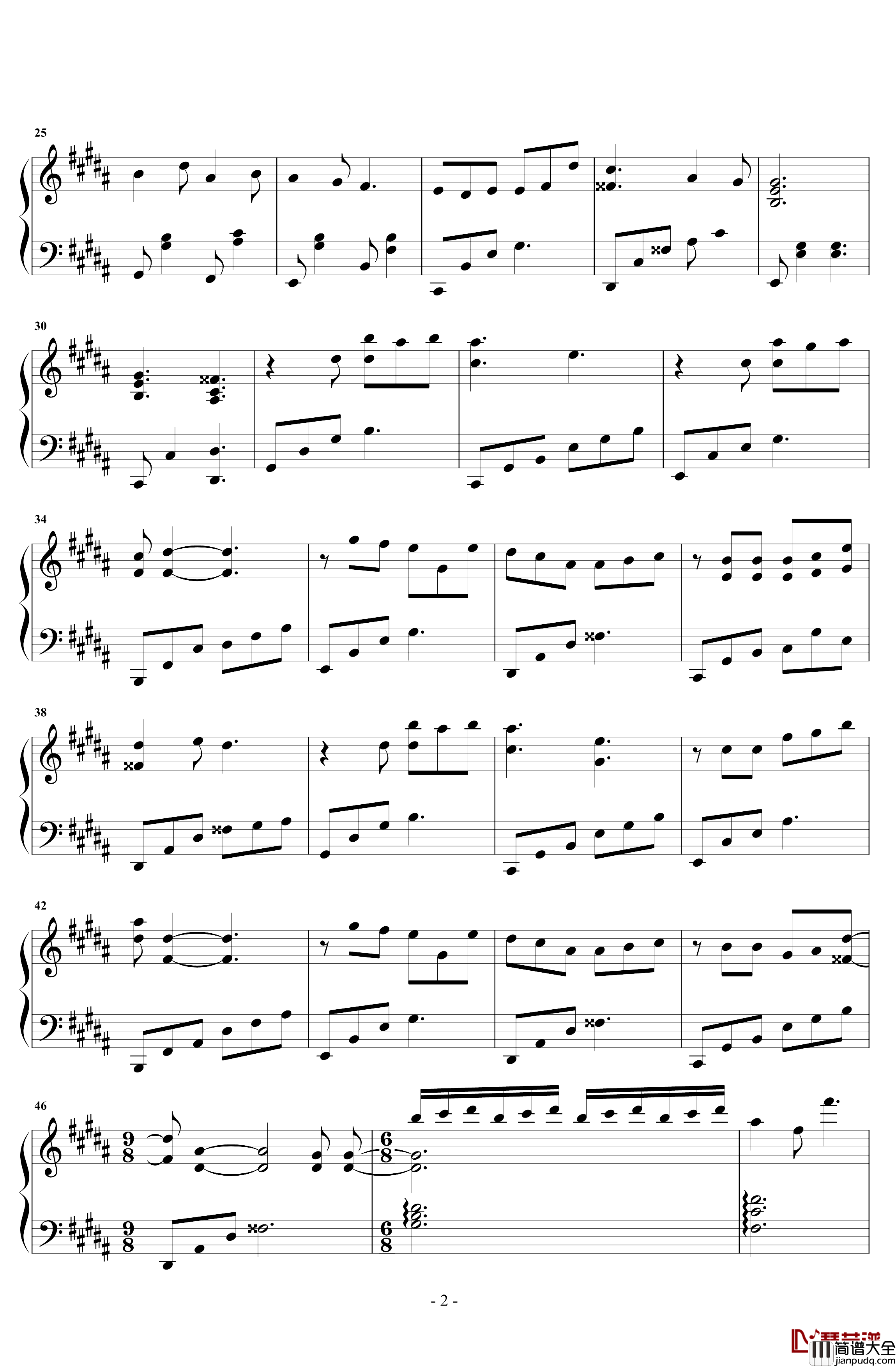 今后我与自己流浪钢琴谱_张碧晨