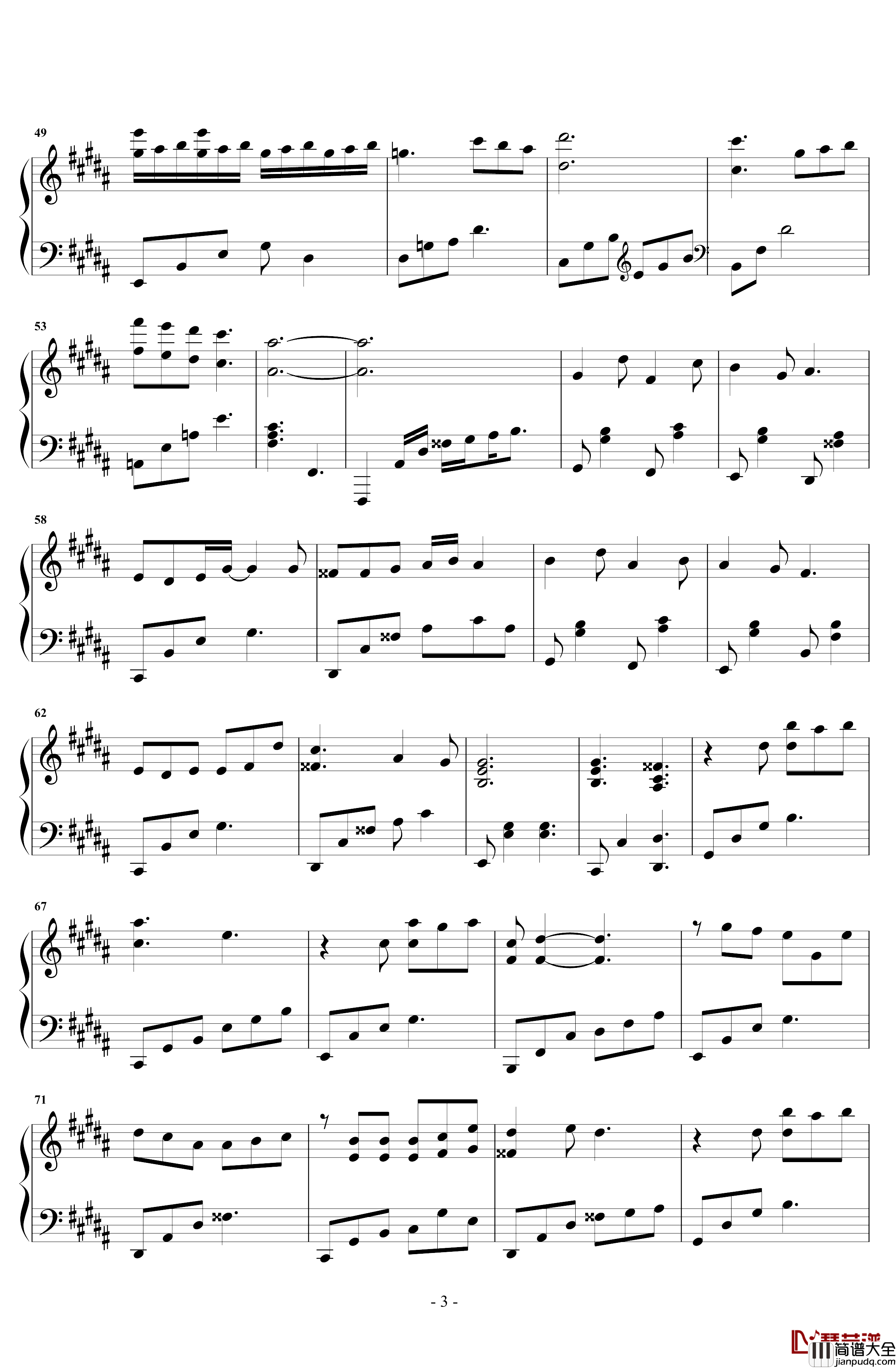 今后我与自己流浪钢琴谱_张碧晨