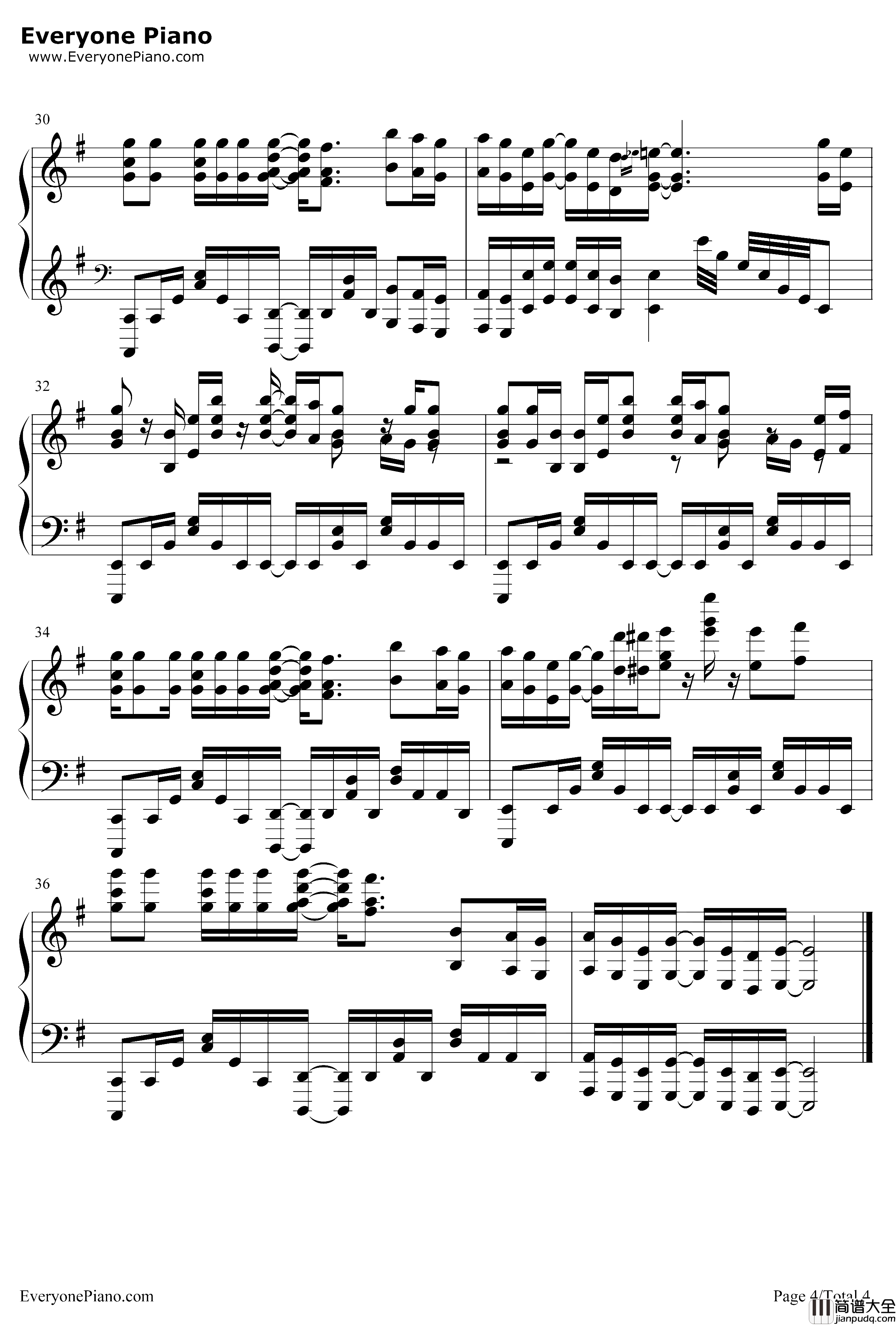 Touch_Off钢琴谱_UVERworld_约定的梦幻岛OP