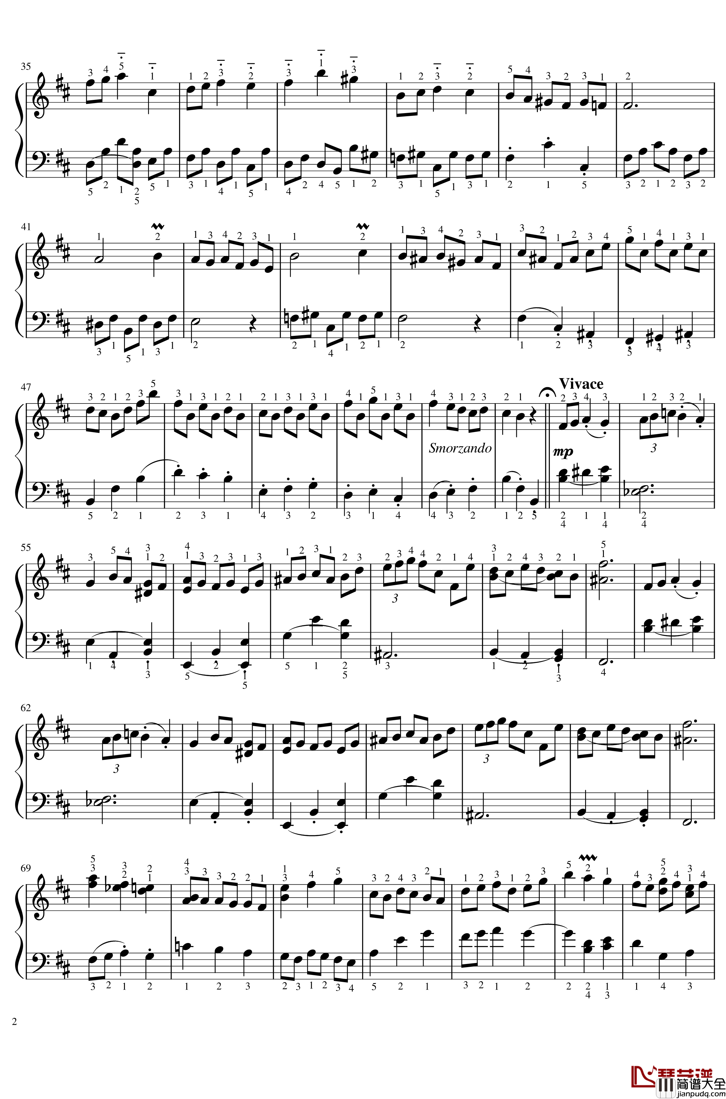 B小调法国组曲No.3小步舞曲钢琴谱_带指法_巴哈_Bach,_Johann_Sebastian