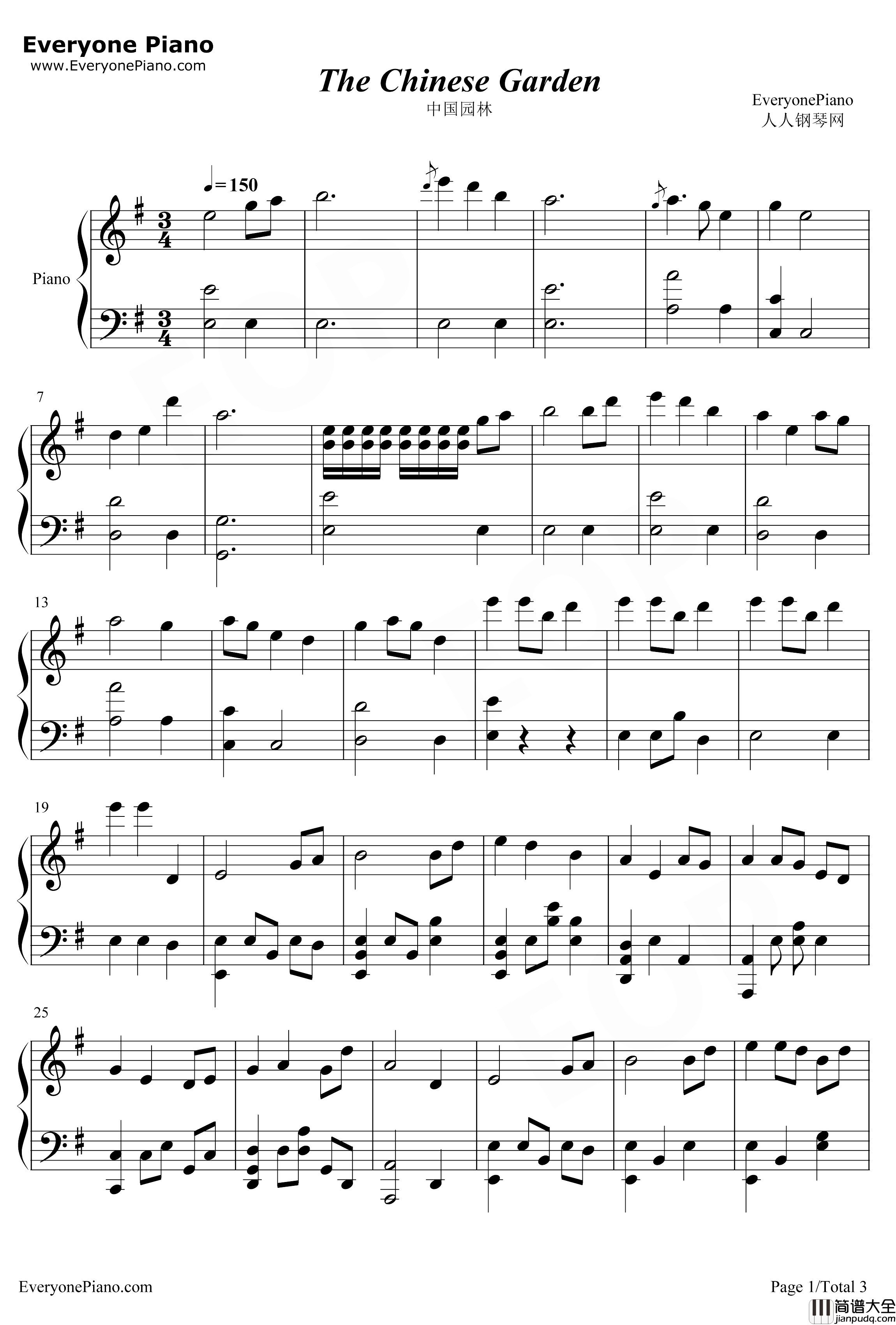 The_Chinese_Garden钢琴谱_猎豹移动公司_中国园林_跳舞的线