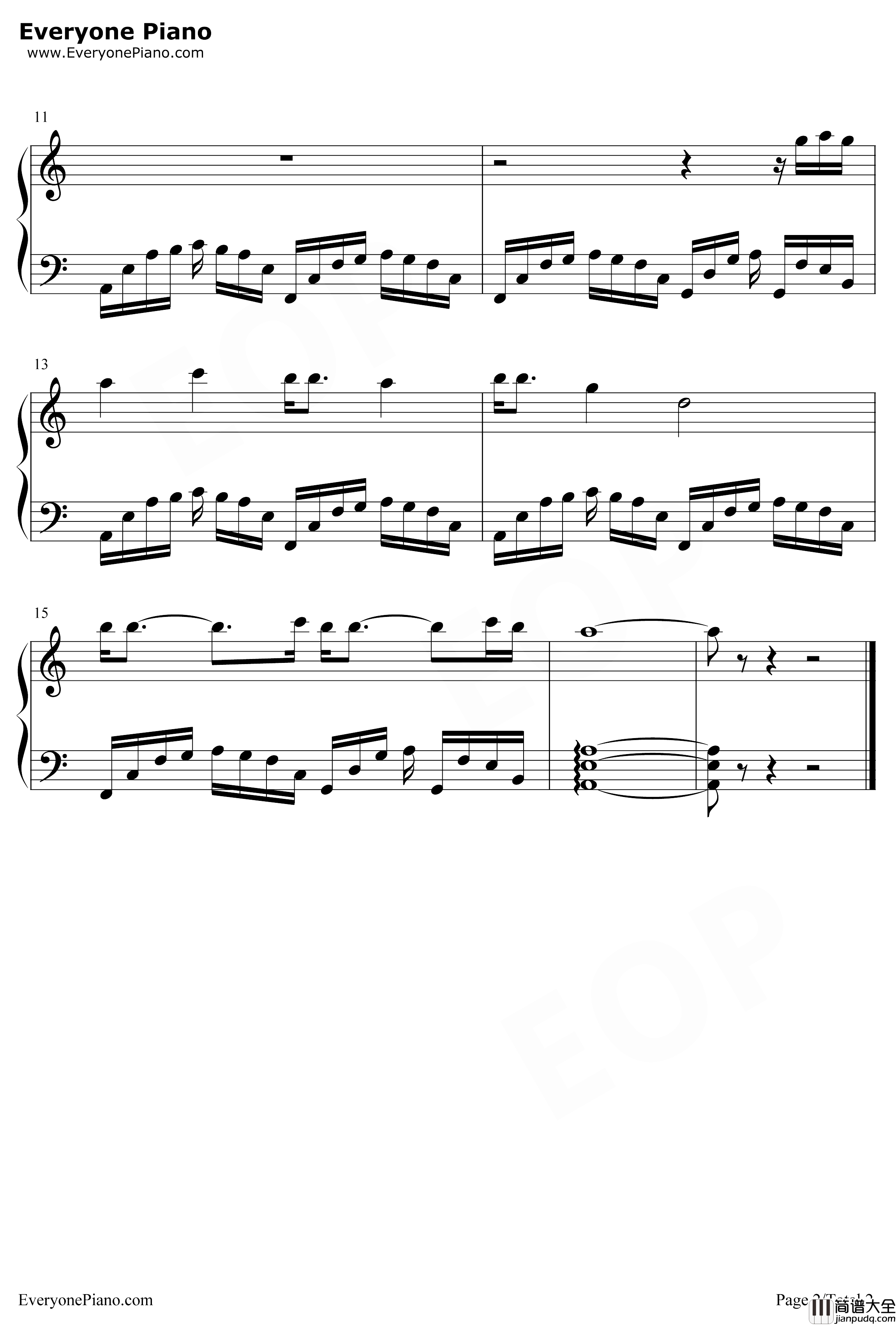 Massif钢琴谱_猎豹移动公司_山丘_滚动的天空