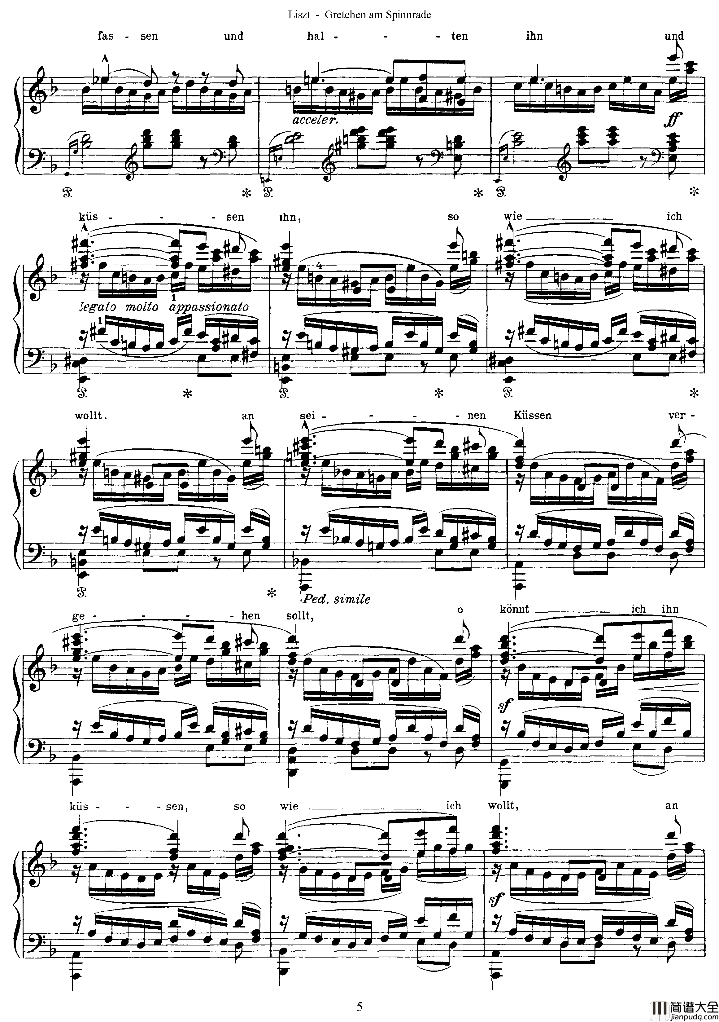 纺车旁的格瑞卿Gretchen_am_Spinnrade钢琴谱_李斯特/舒伯特_李斯特