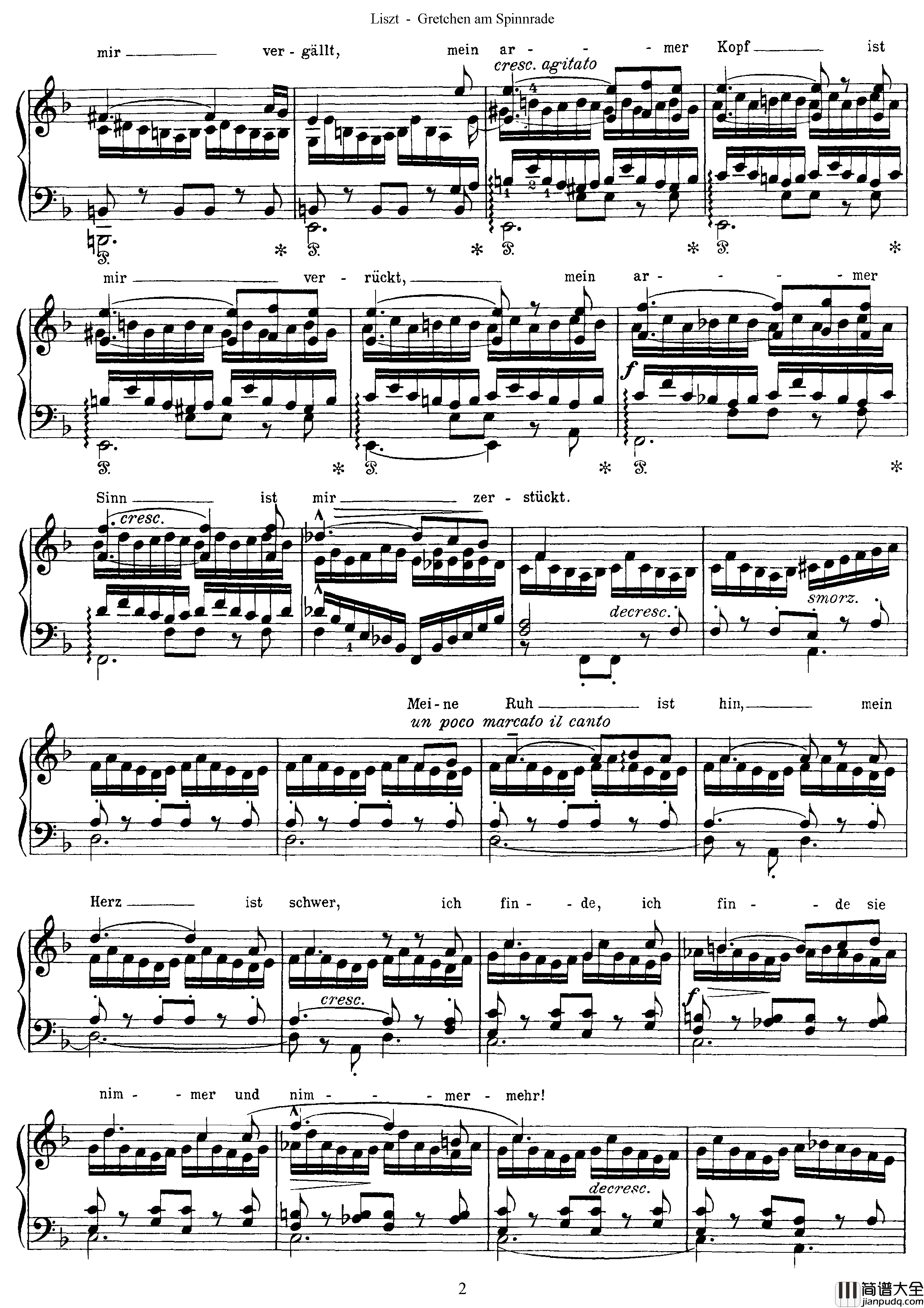 纺车旁的格瑞卿Gretchen_am_Spinnrade钢琴谱_李斯特/舒伯特_李斯特