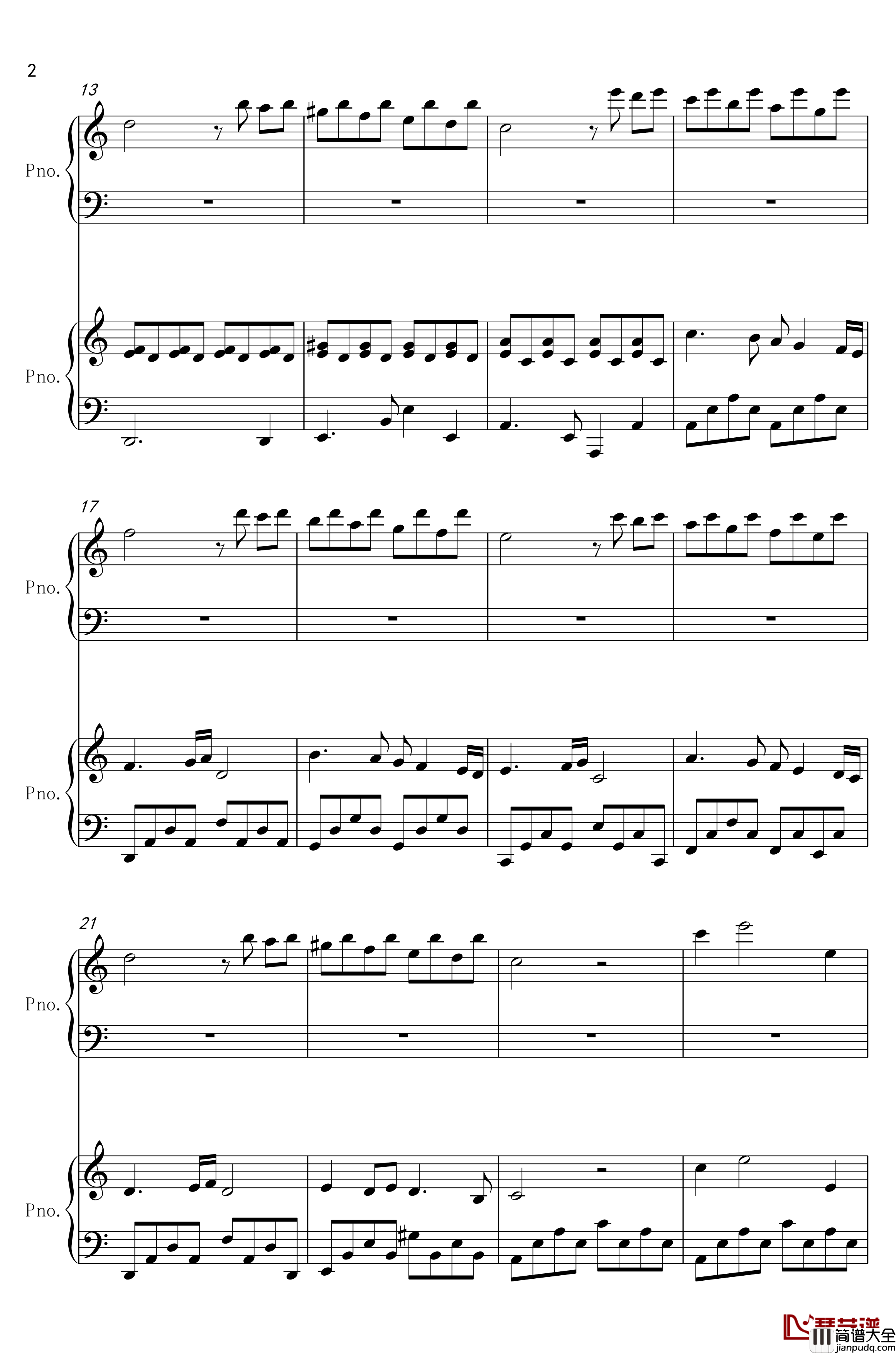 帕萨卡利亚钢琴谱_母女增强版_世界名曲