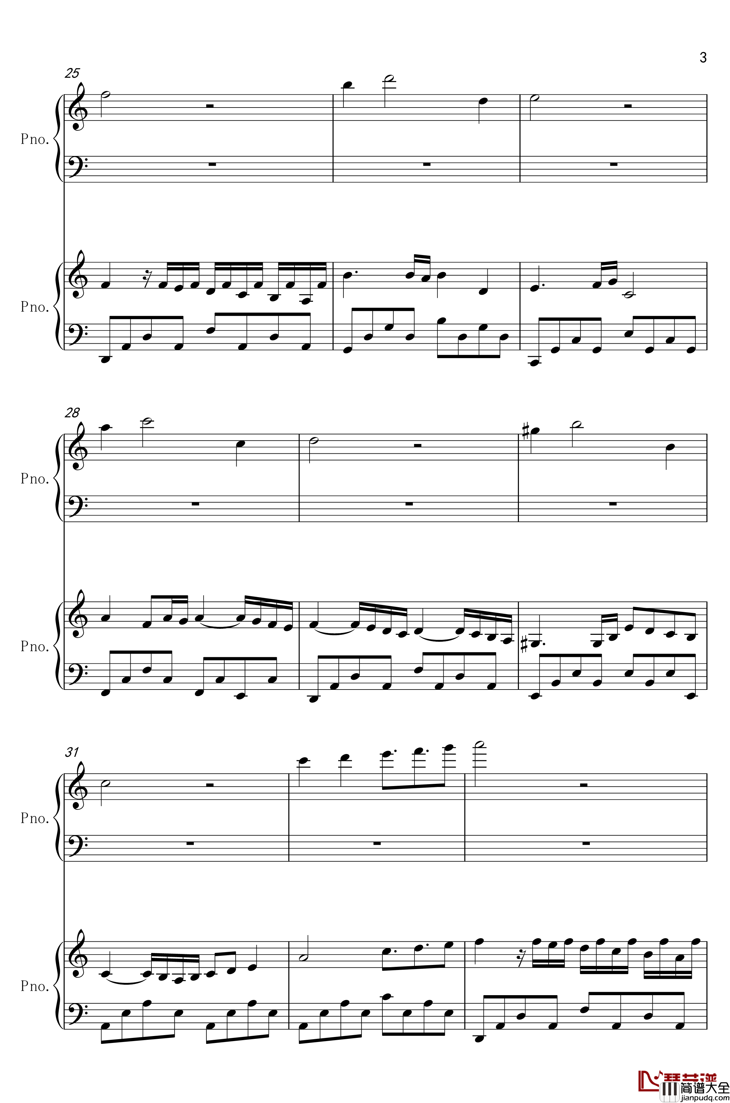 帕萨卡利亚钢琴谱_母女增强版_世界名曲