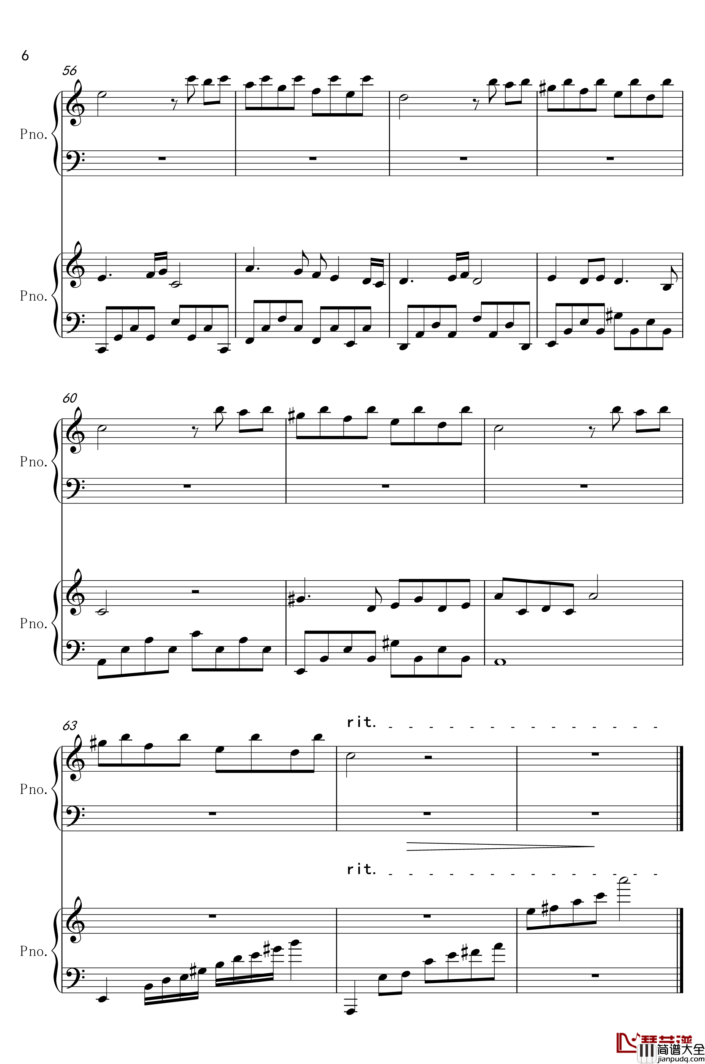 帕萨卡利亚钢琴谱_母女增强版_世界名曲