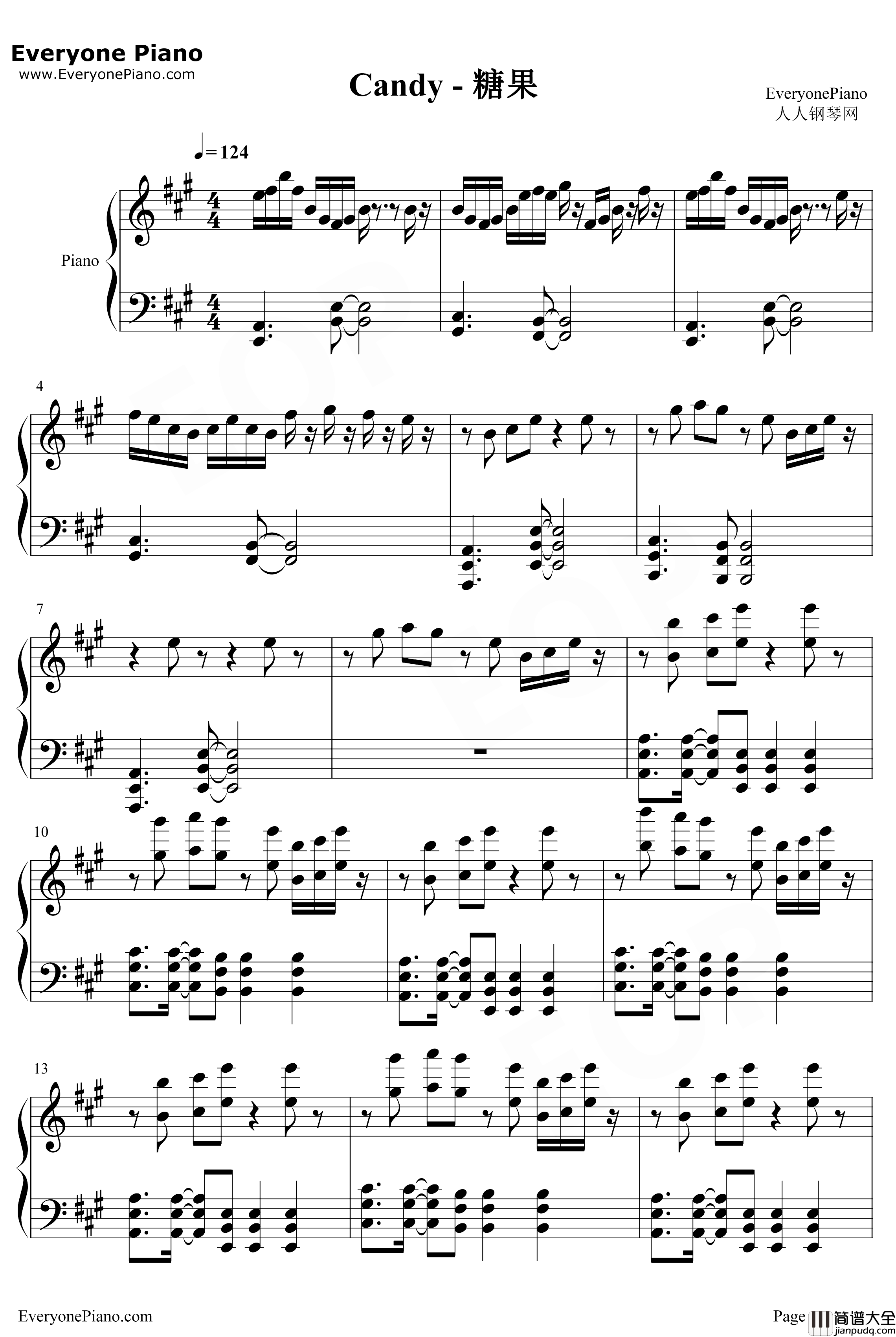 Candy钢琴谱_猎豹移动公司_糖果_跳舞的线
