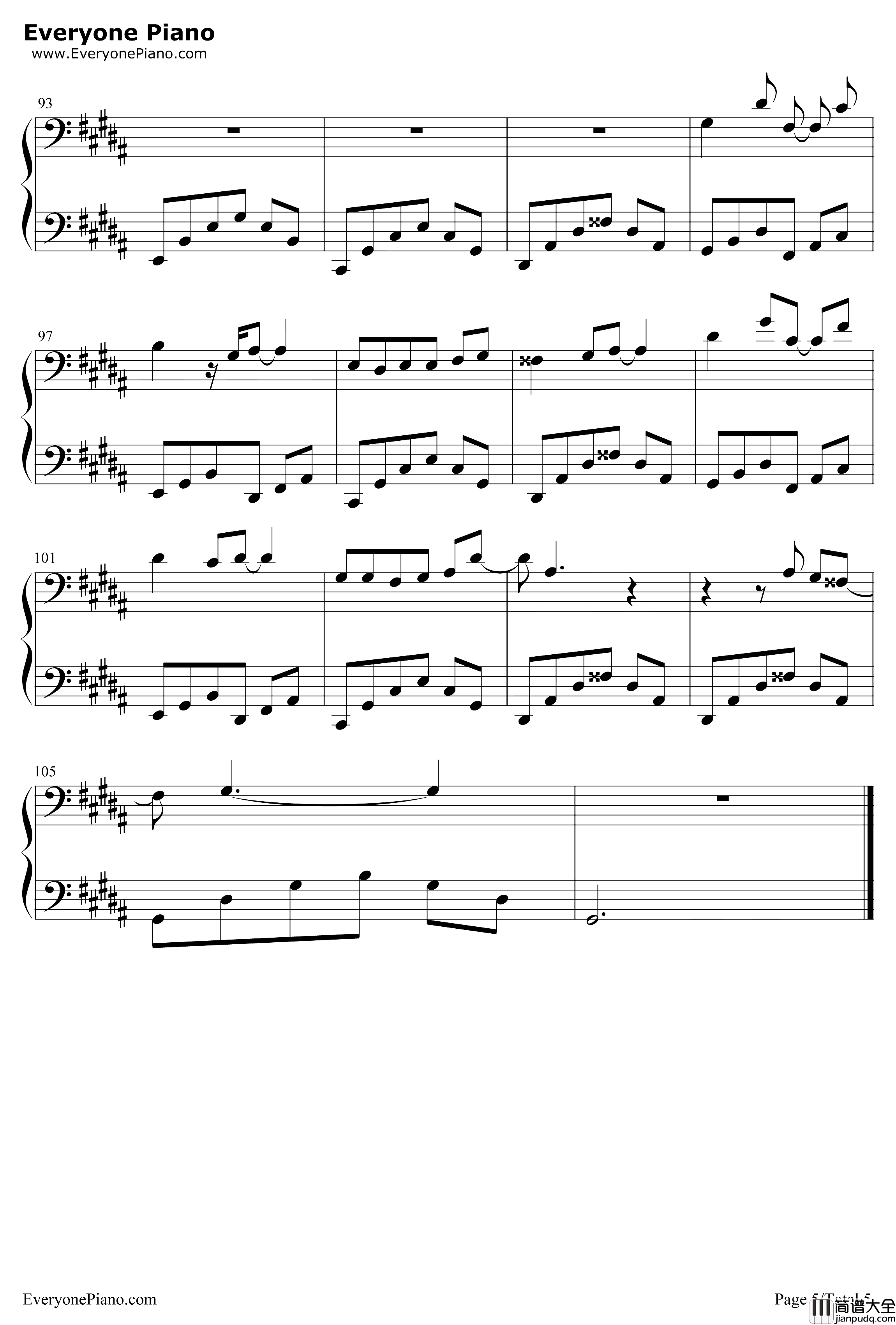 今后我与自己流浪钢琴谱_张碧晨_哪吒之魔童降世片尾曲