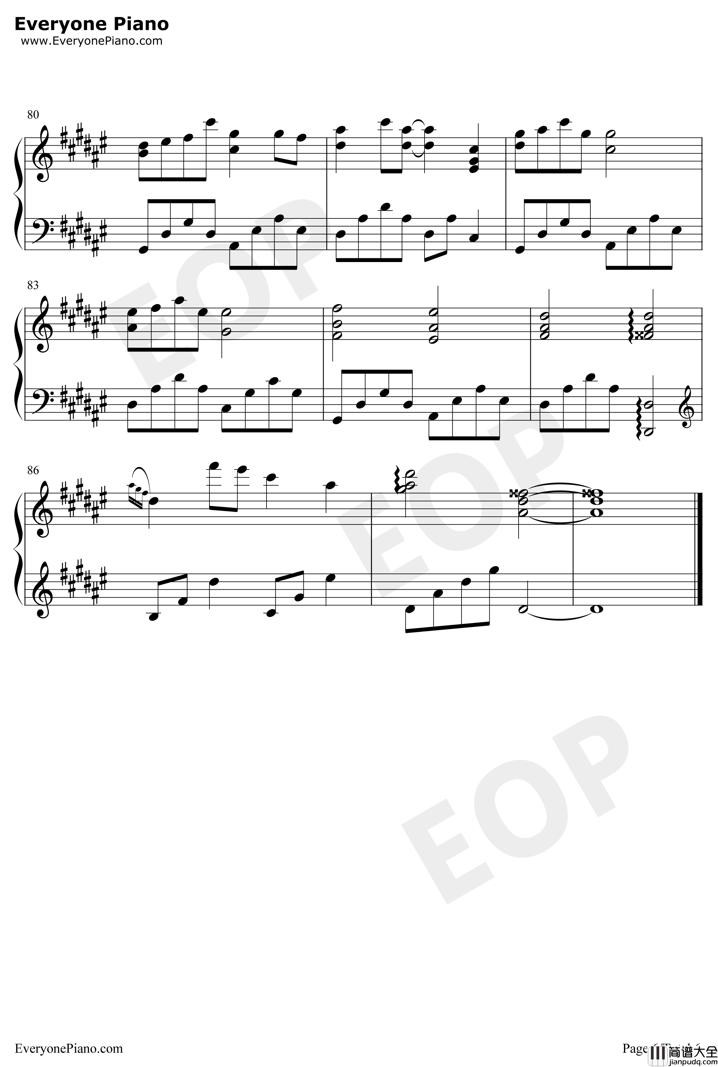 天涯钢琴谱_喵☆酱_天涯明月刀BGM