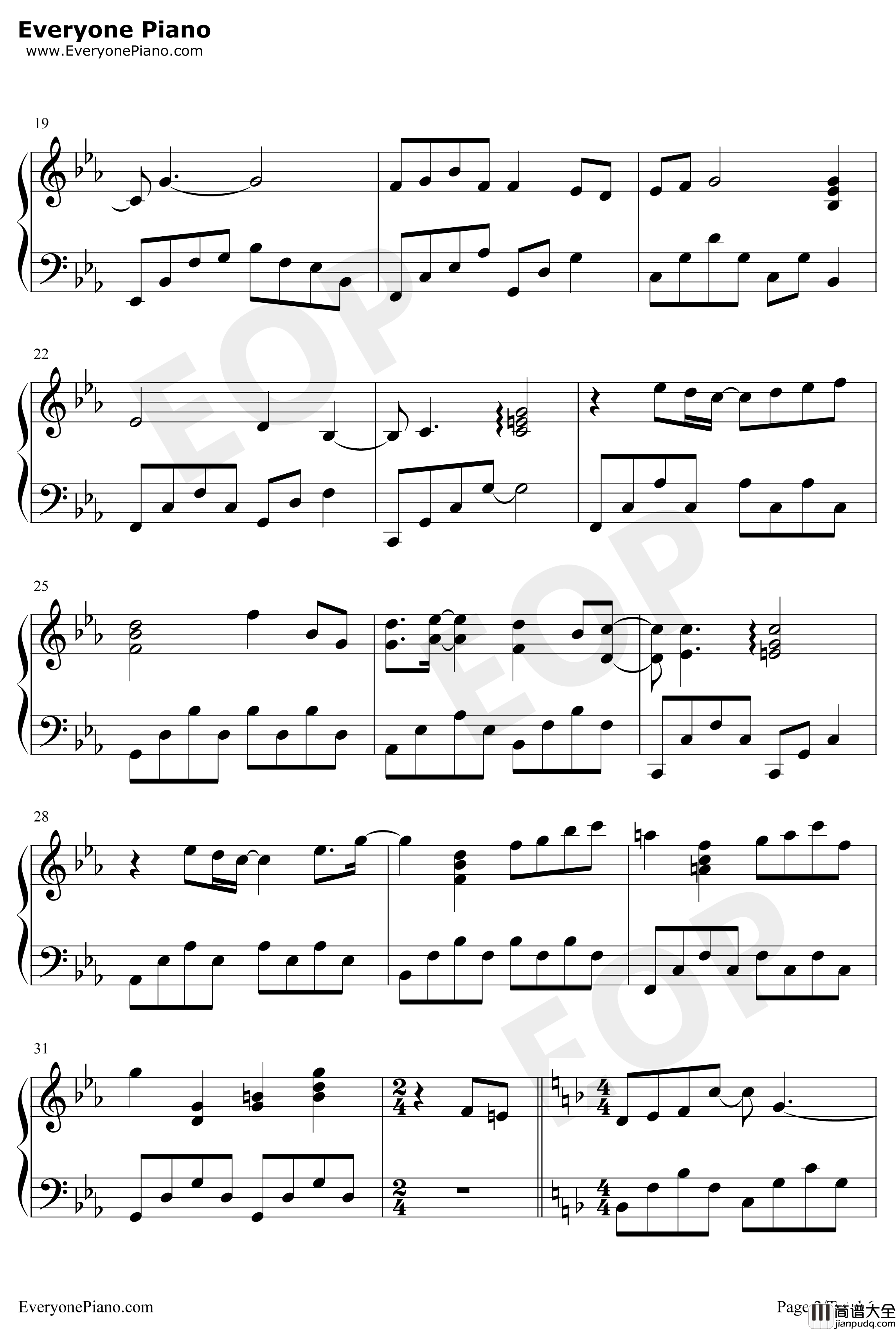 天涯钢琴谱_喵☆酱_天涯明月刀BGM