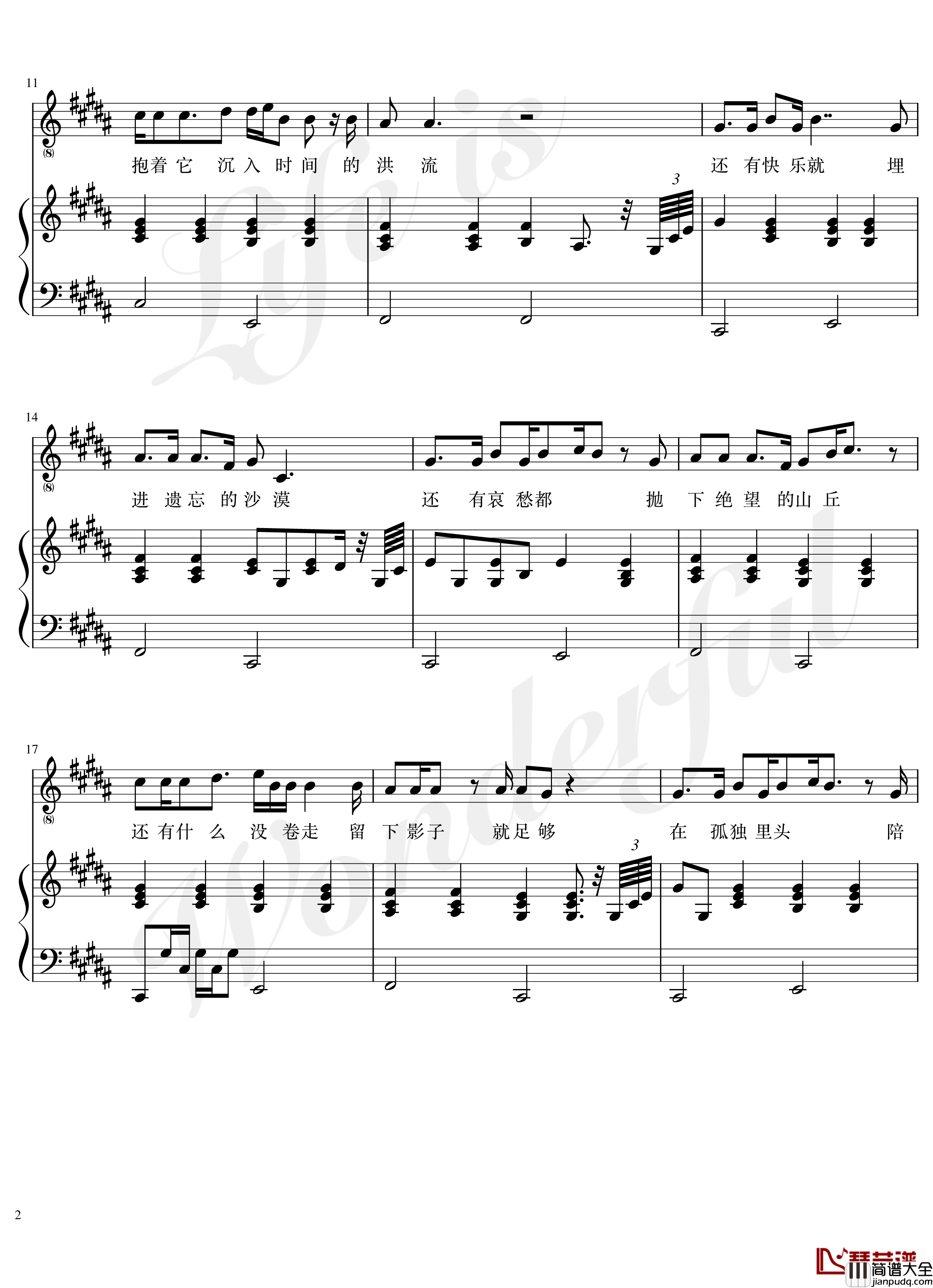 Let_you_go钢琴谱_演唱会版伴奏谱_华晨宇