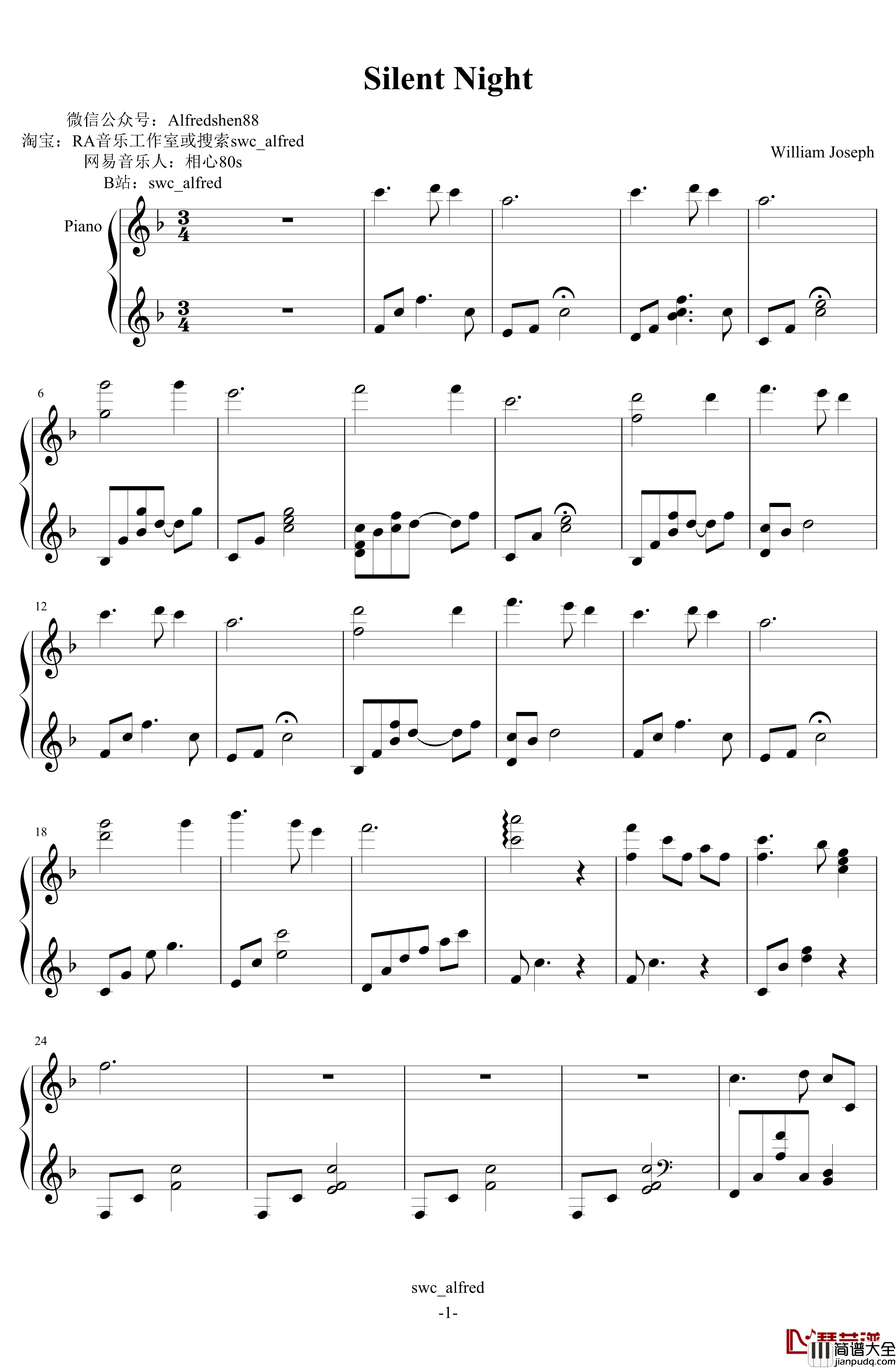 Silent_Night钢琴谱_William_Joseph