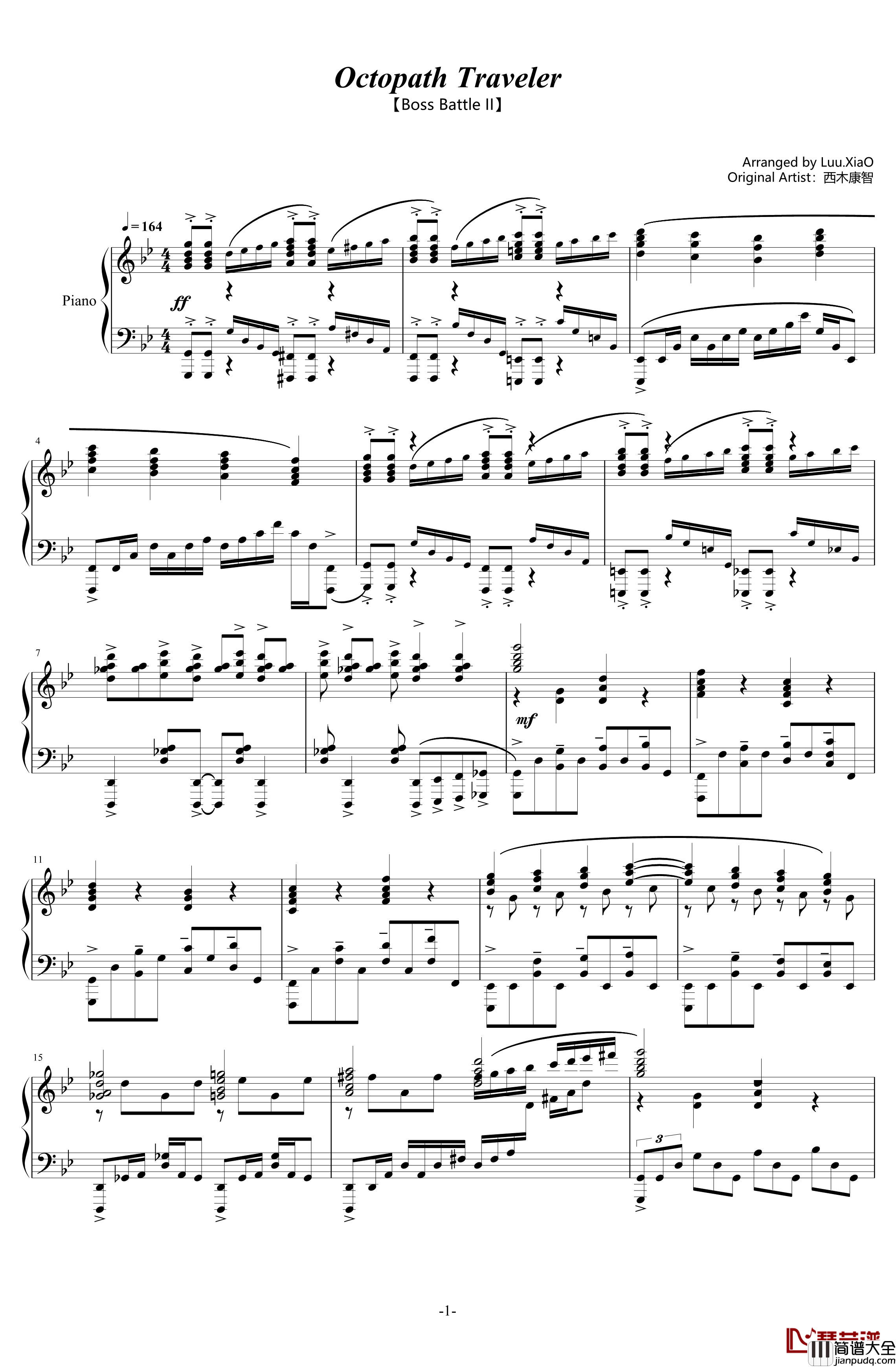 Boss战斗音乐II钢琴谱_八方旅人