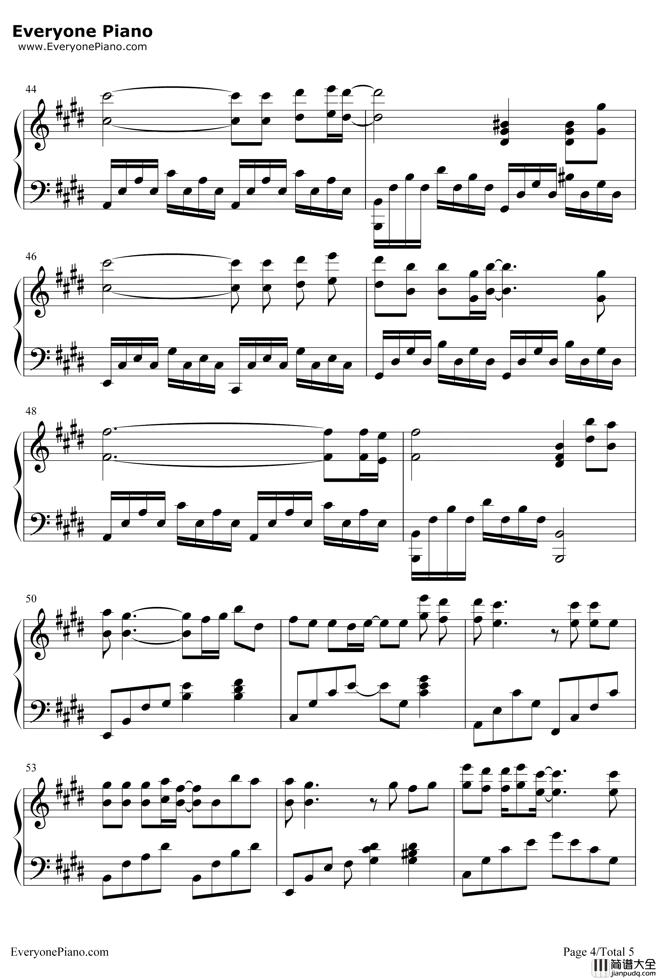 玻璃之情钢琴谱___张国荣