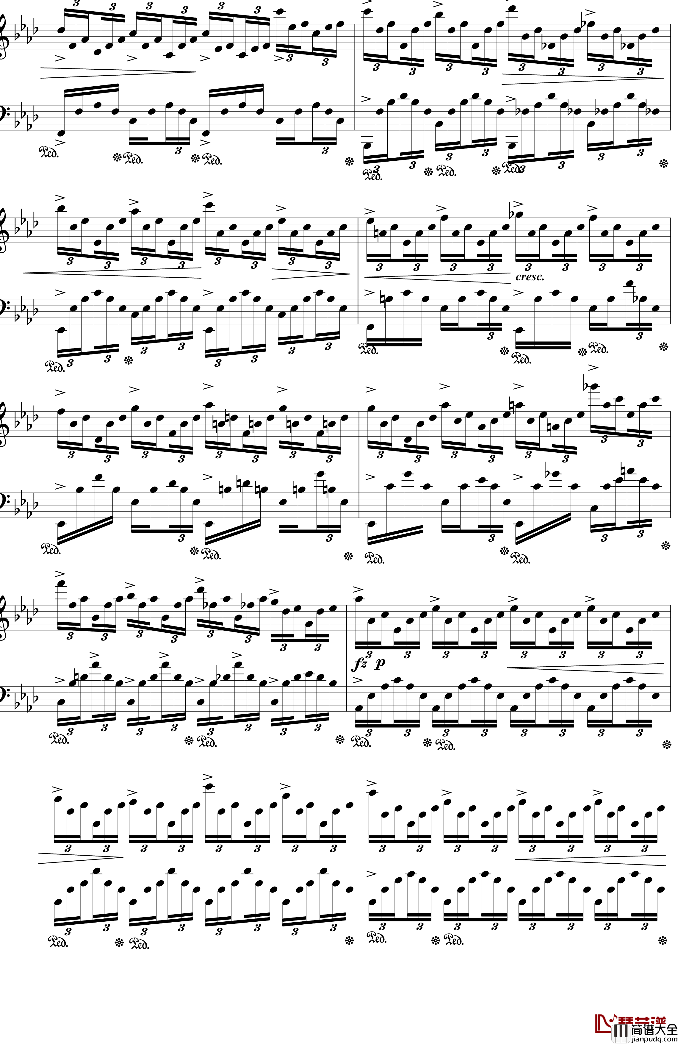 肖邦练习曲OP25NO1钢琴谱_竖琴_肖邦_chopin