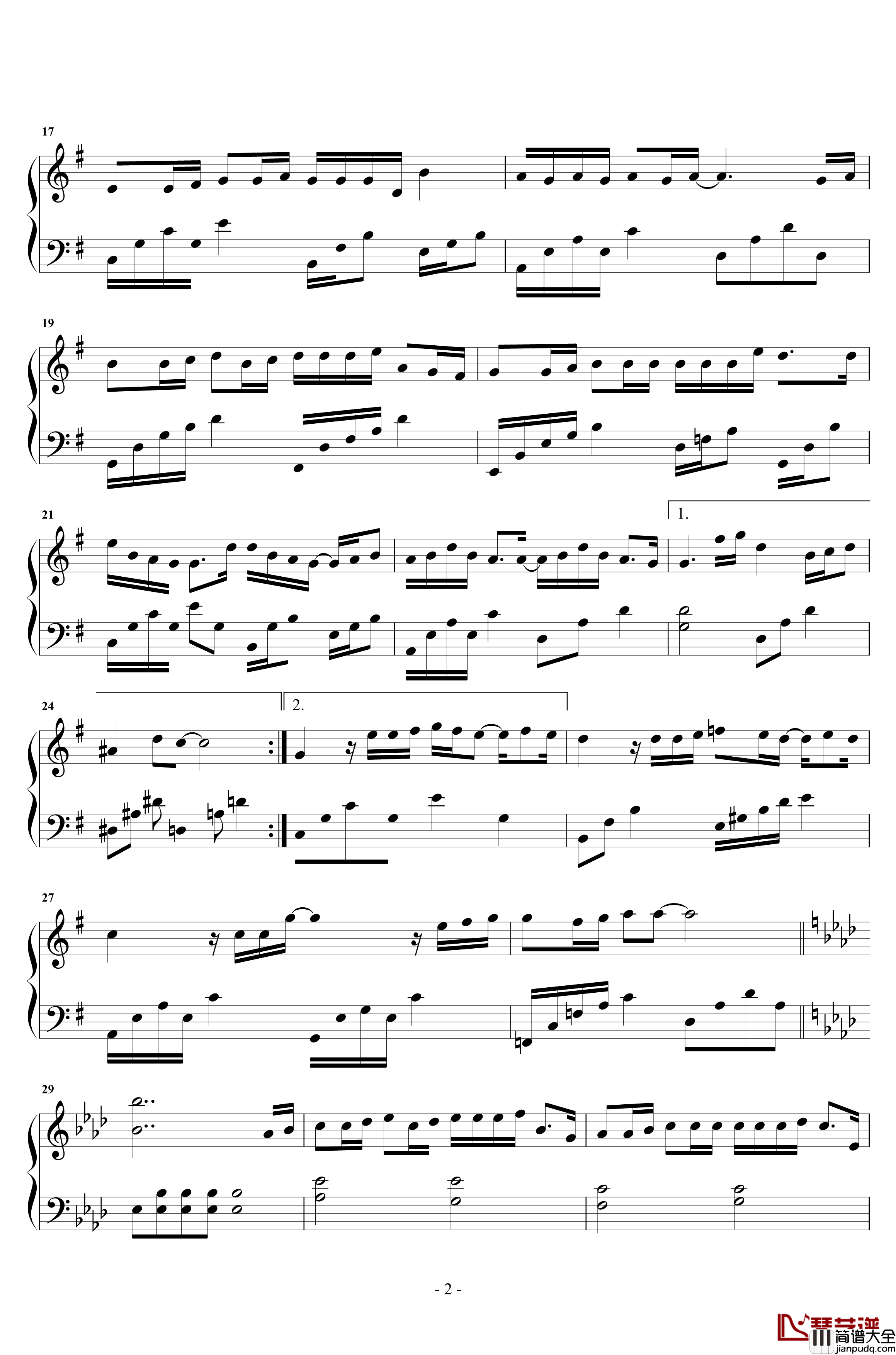 爱不由我钢琴谱_尤长靖