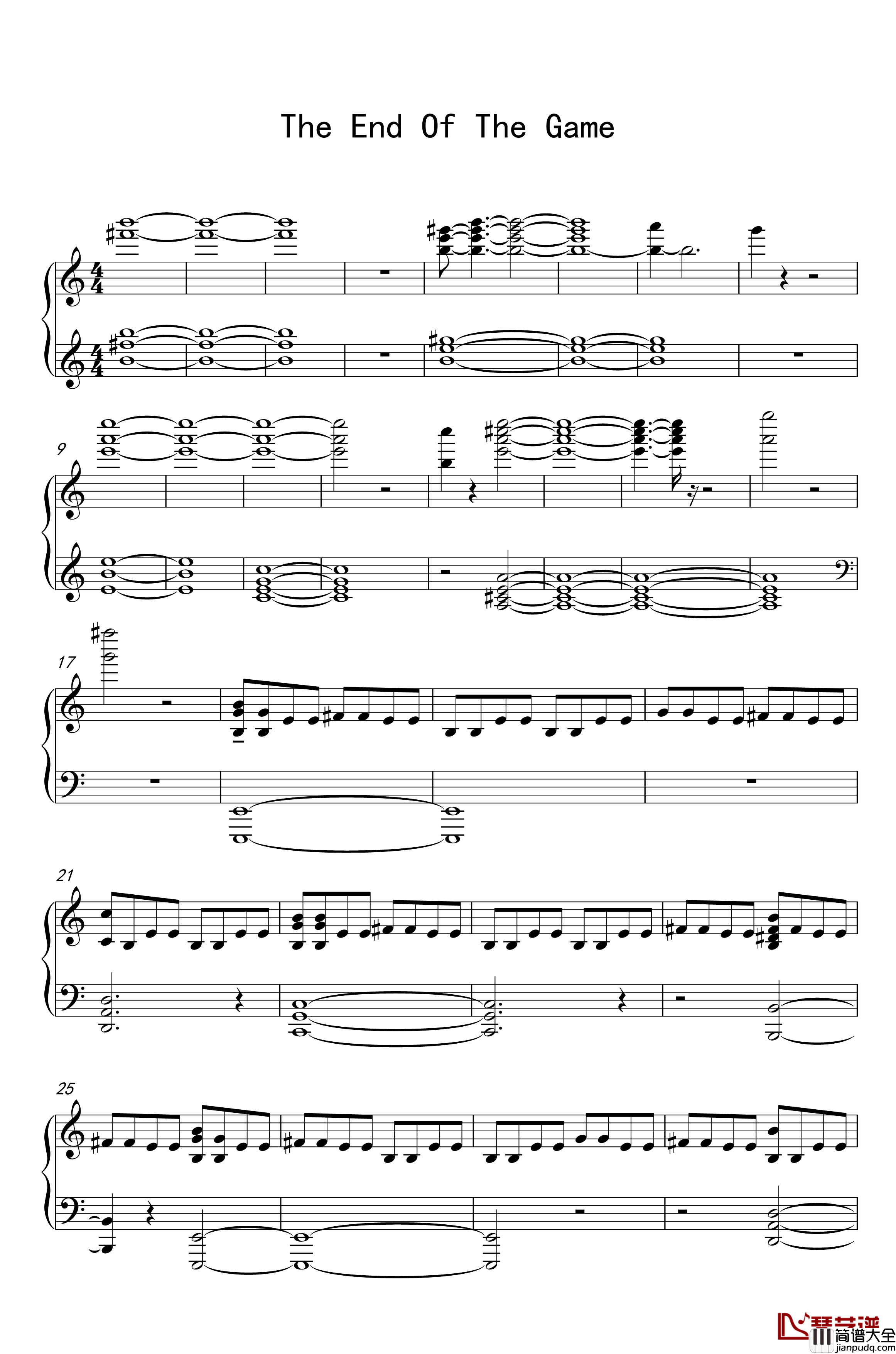 复仇者联盟:终局之战钢琴谱_The_End_Of_The_Game_最弱无败神装机龙