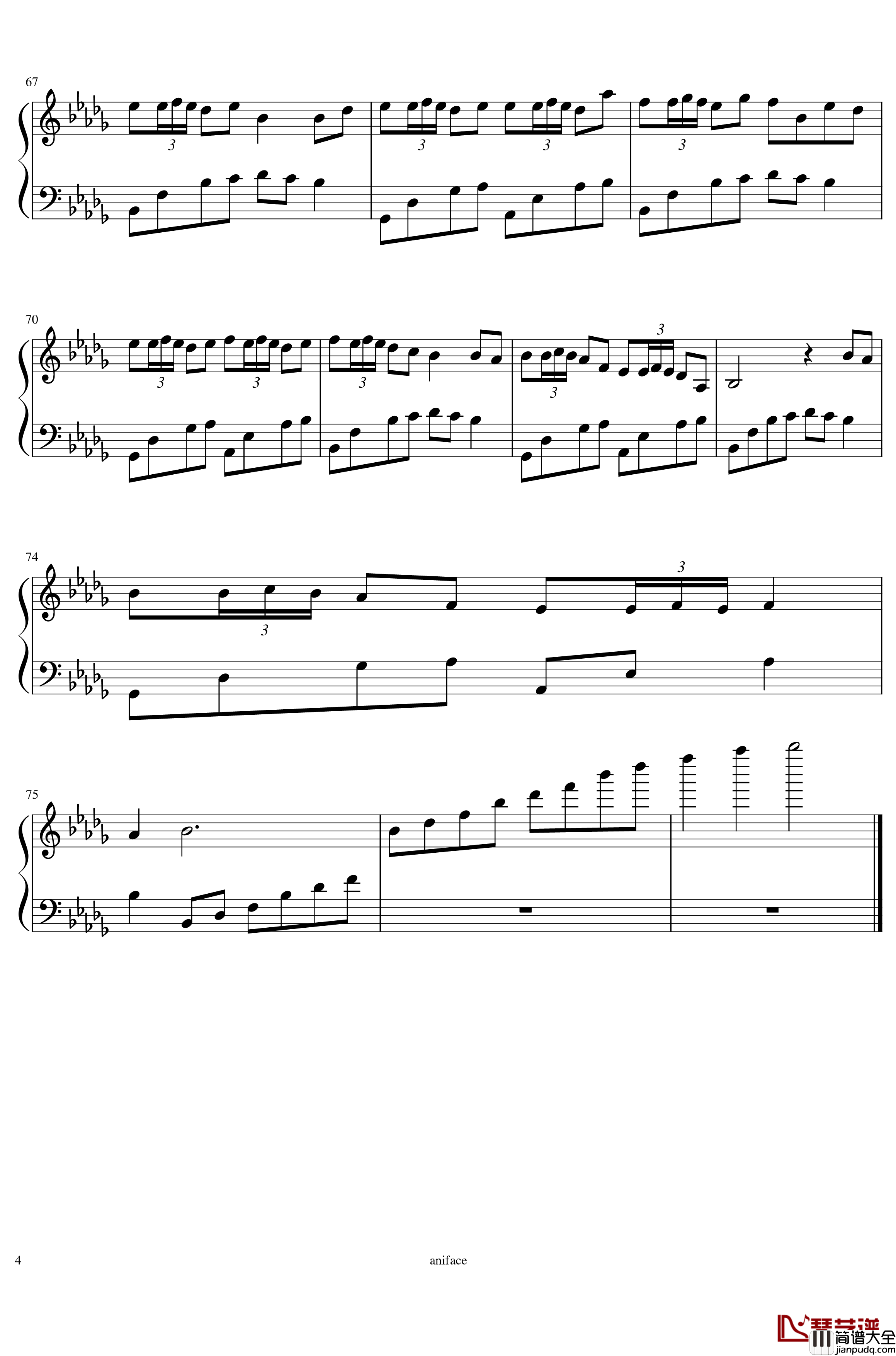 夜、萤火虫和你钢琴谱_aniface