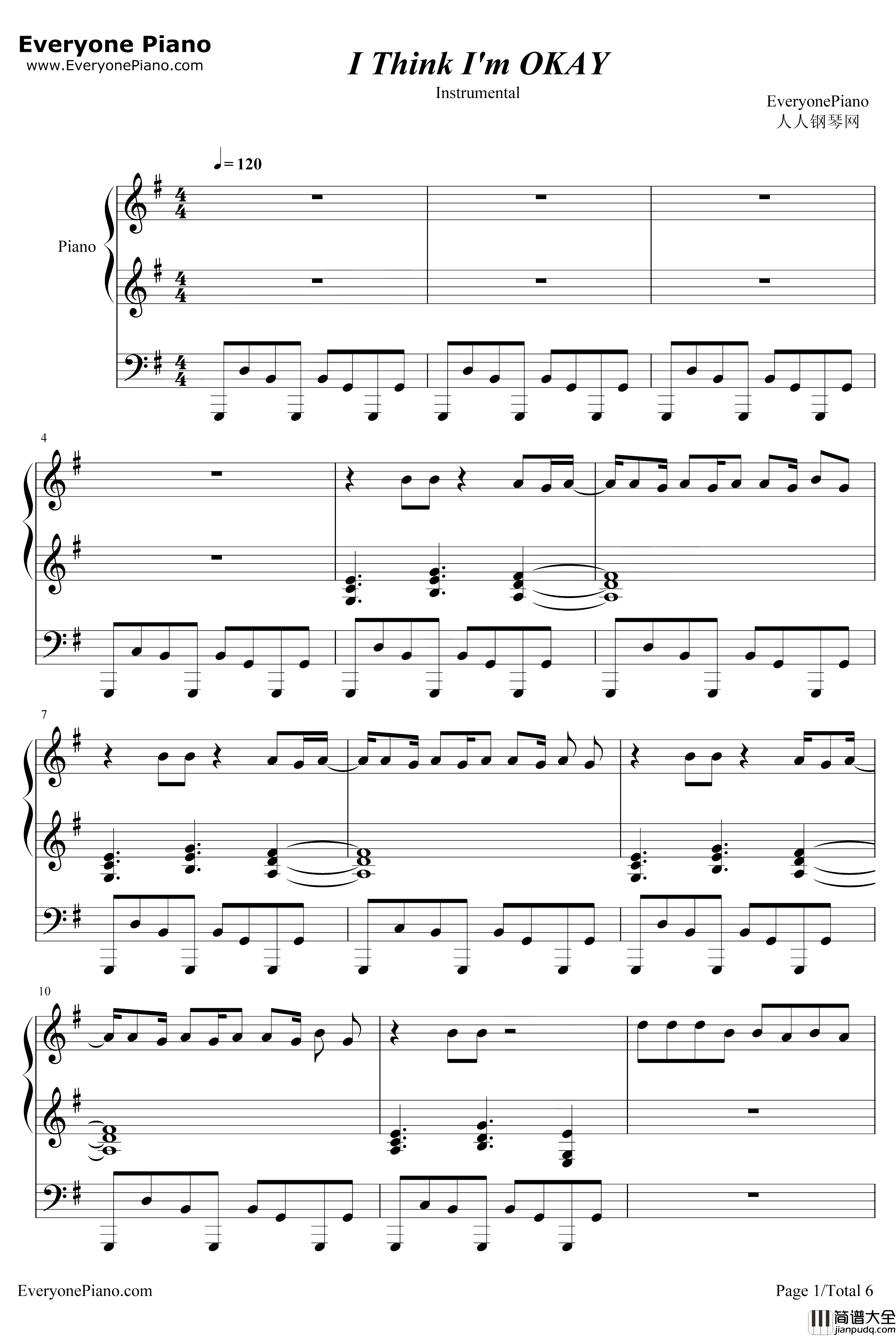 I_Think_Im_Okay钢琴谱_Machine_GunKelly_Yungblud_TravisBarker