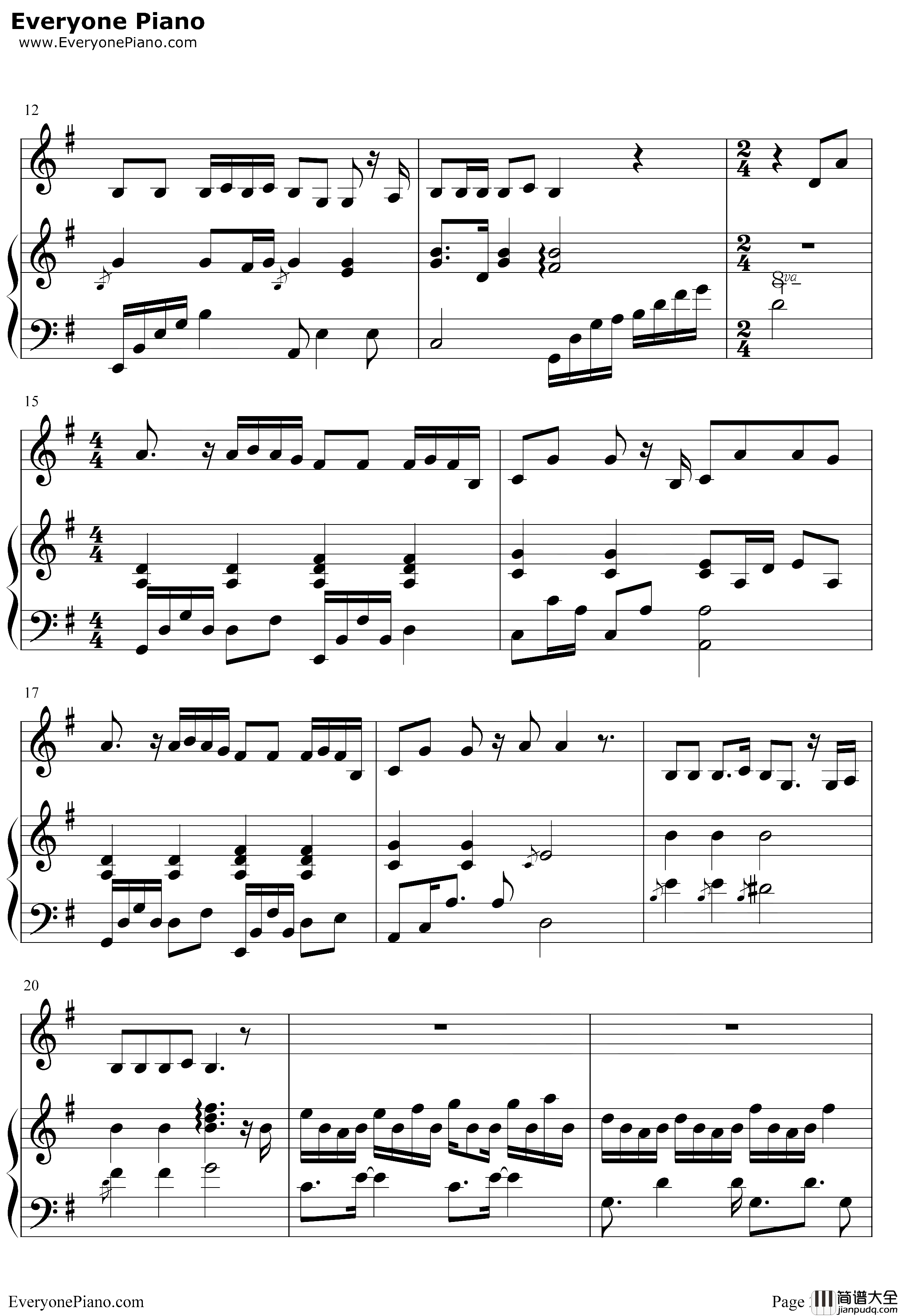 偶尔钢琴谱___邓紫棋