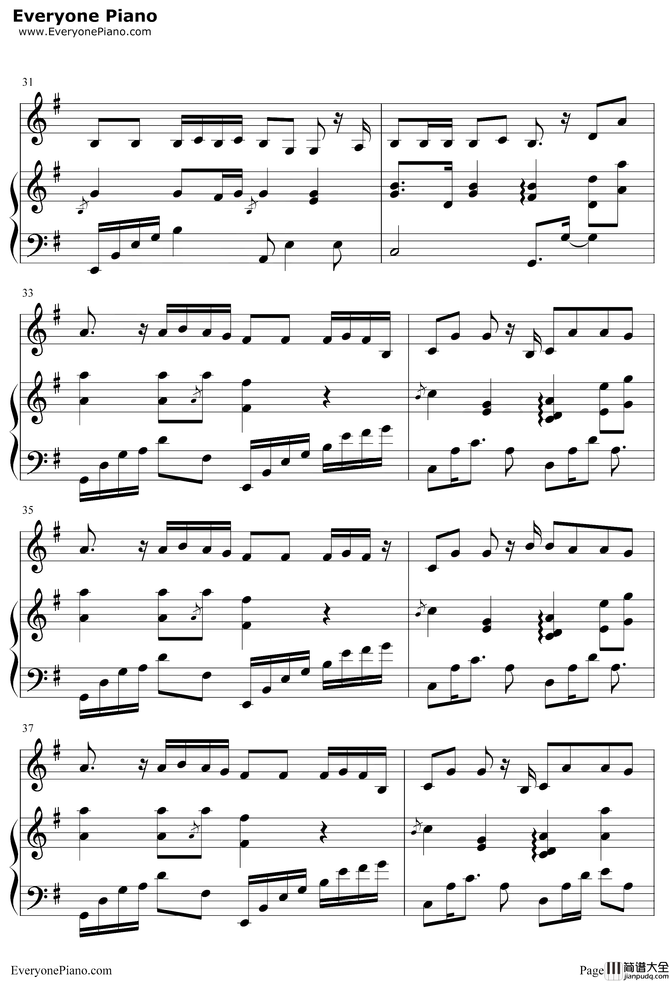 偶尔钢琴谱___邓紫棋