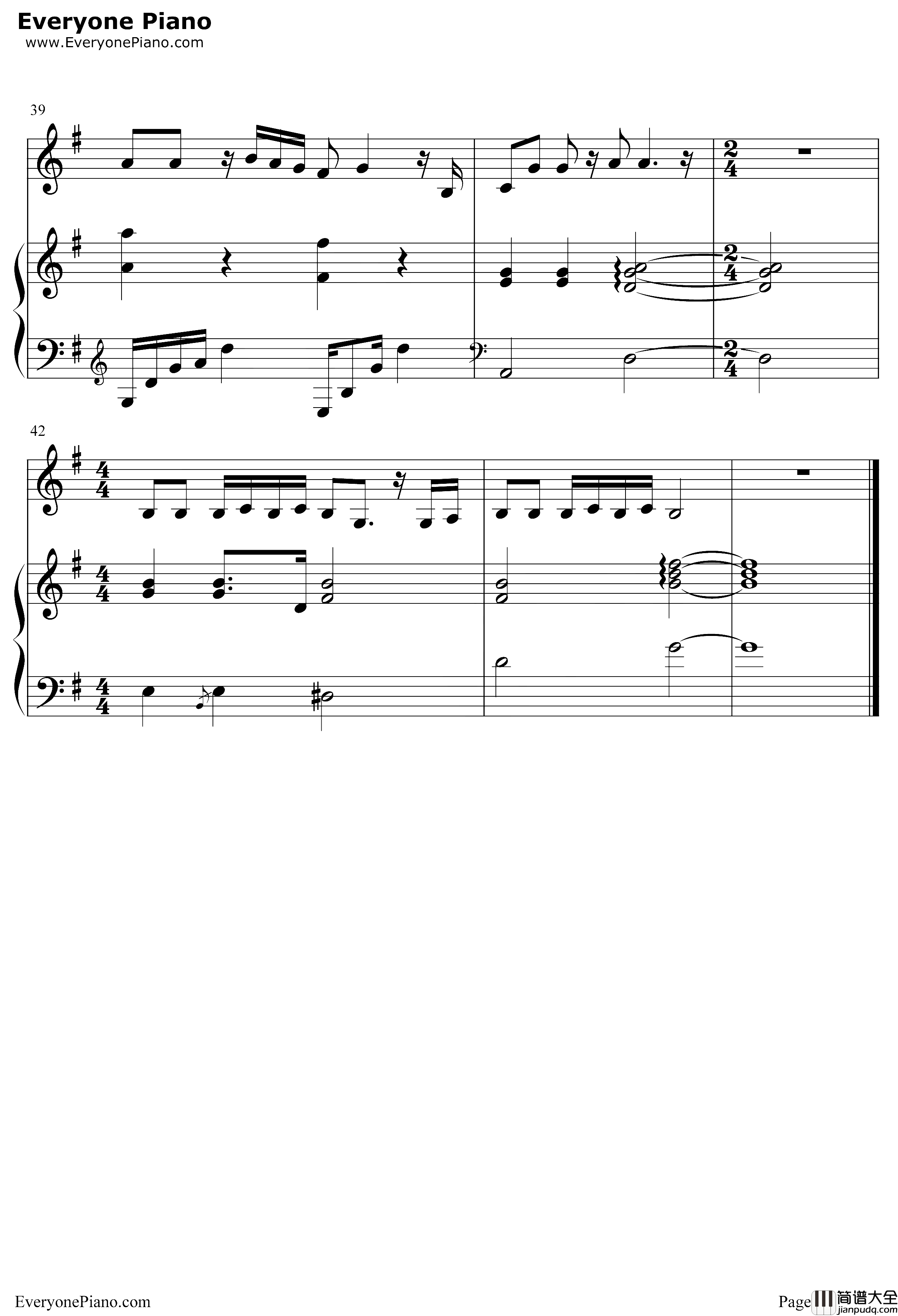 偶尔钢琴谱___邓紫棋