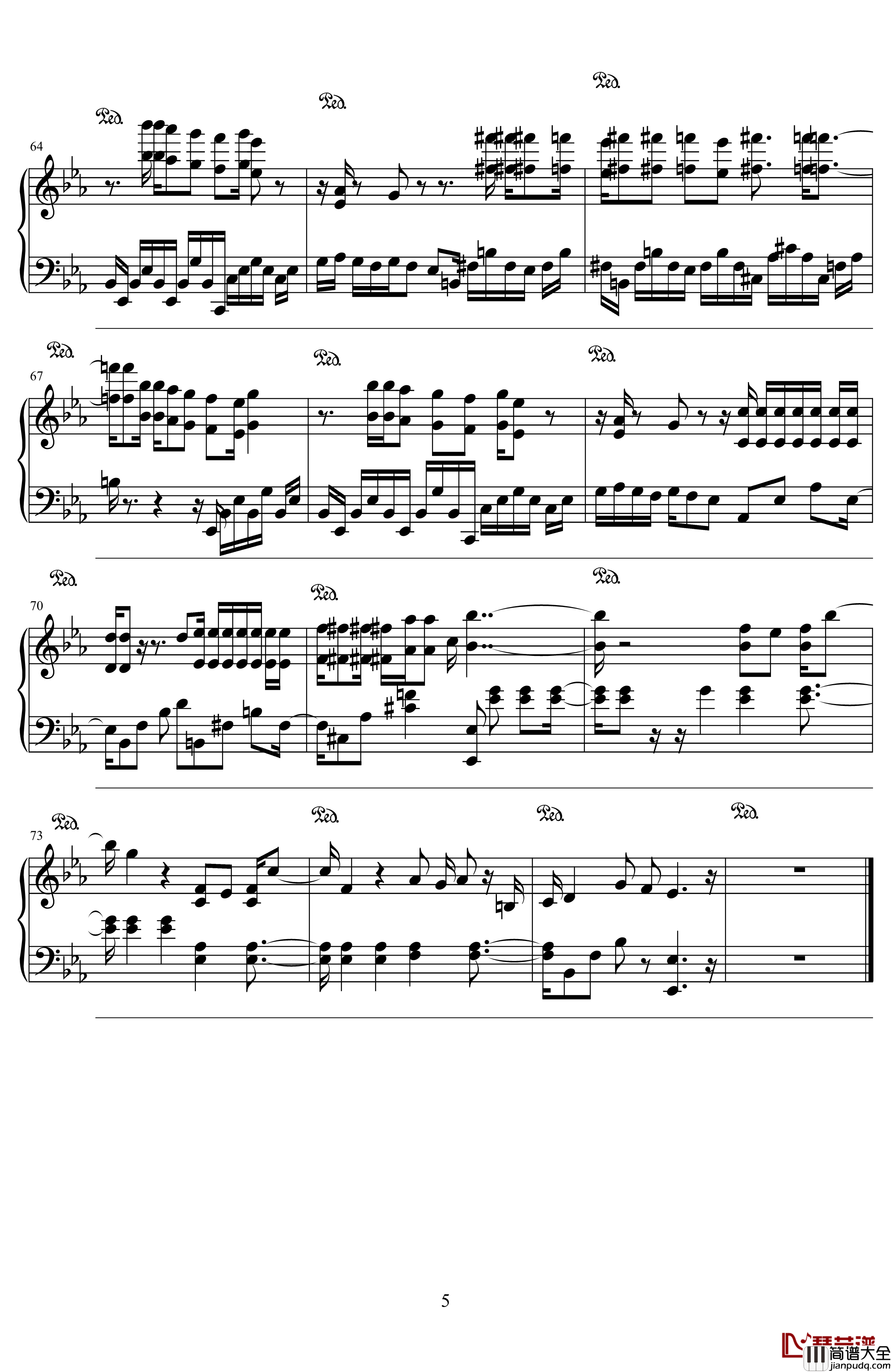 龙珠ED钢琴谱_献给你的罗曼蒂克_桥本潮