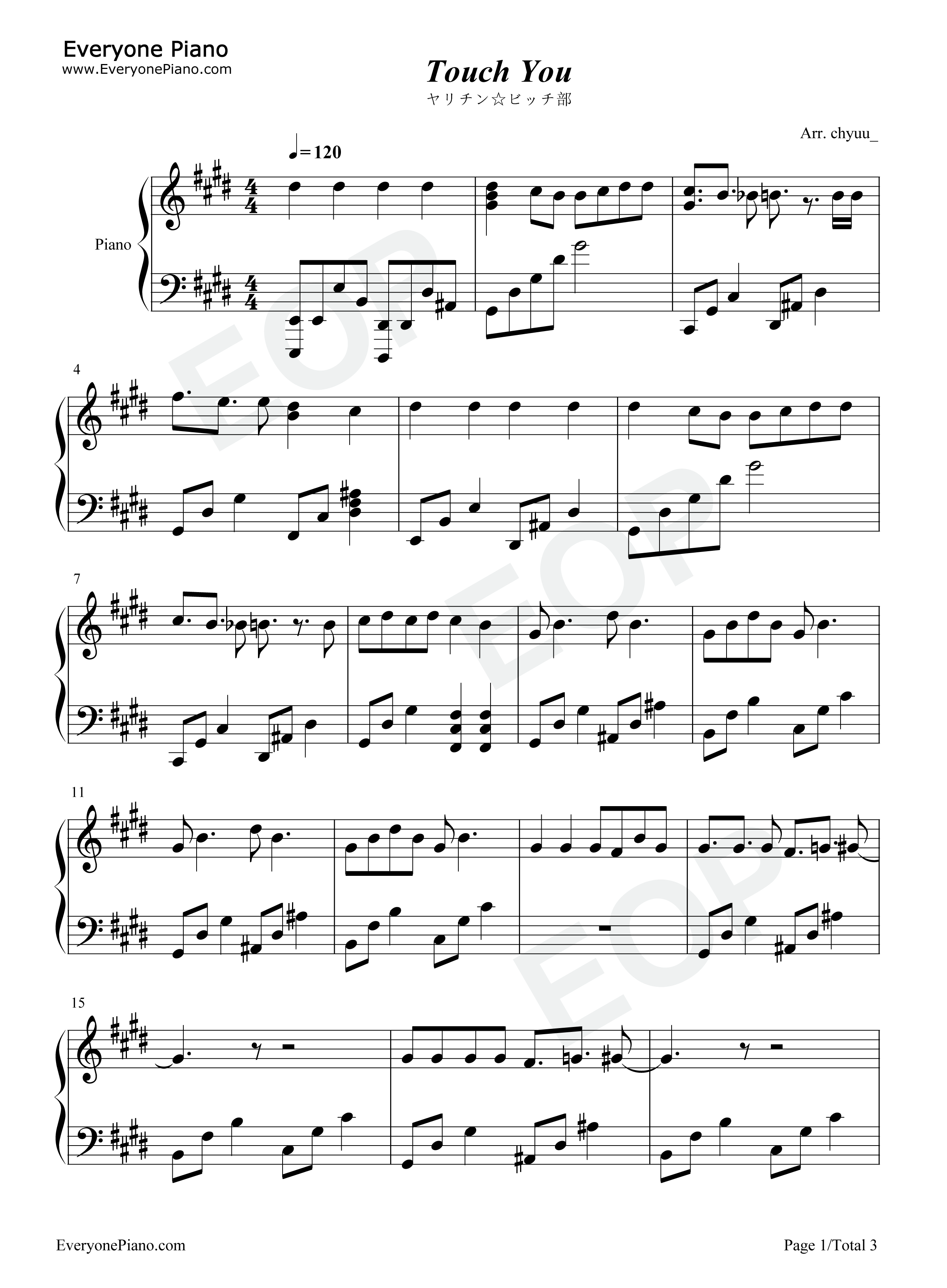 Touch_You钢琴谱_ゆよゆっぺ_间宫丈裕