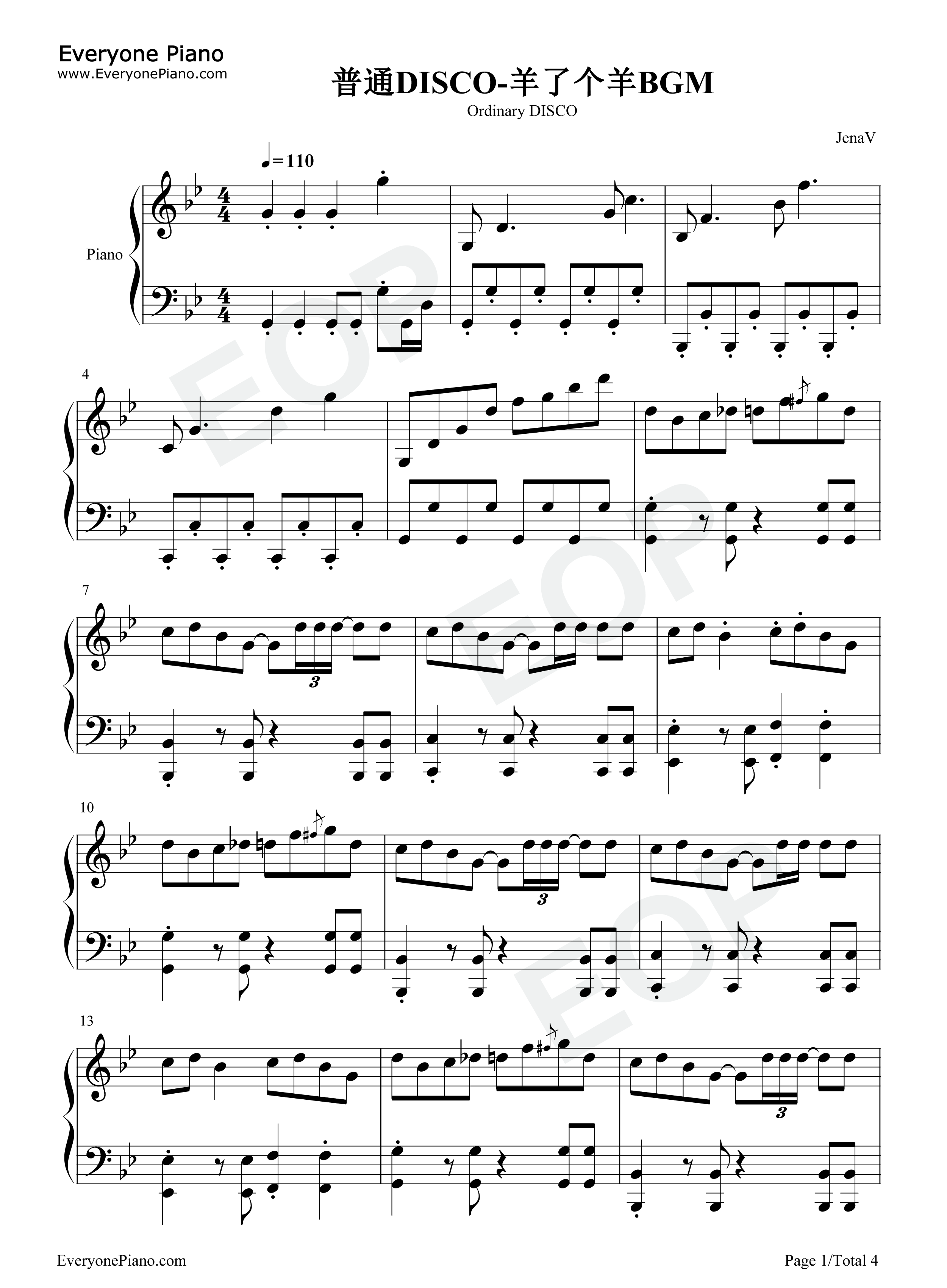 普通DISCO钢琴谱_ilem