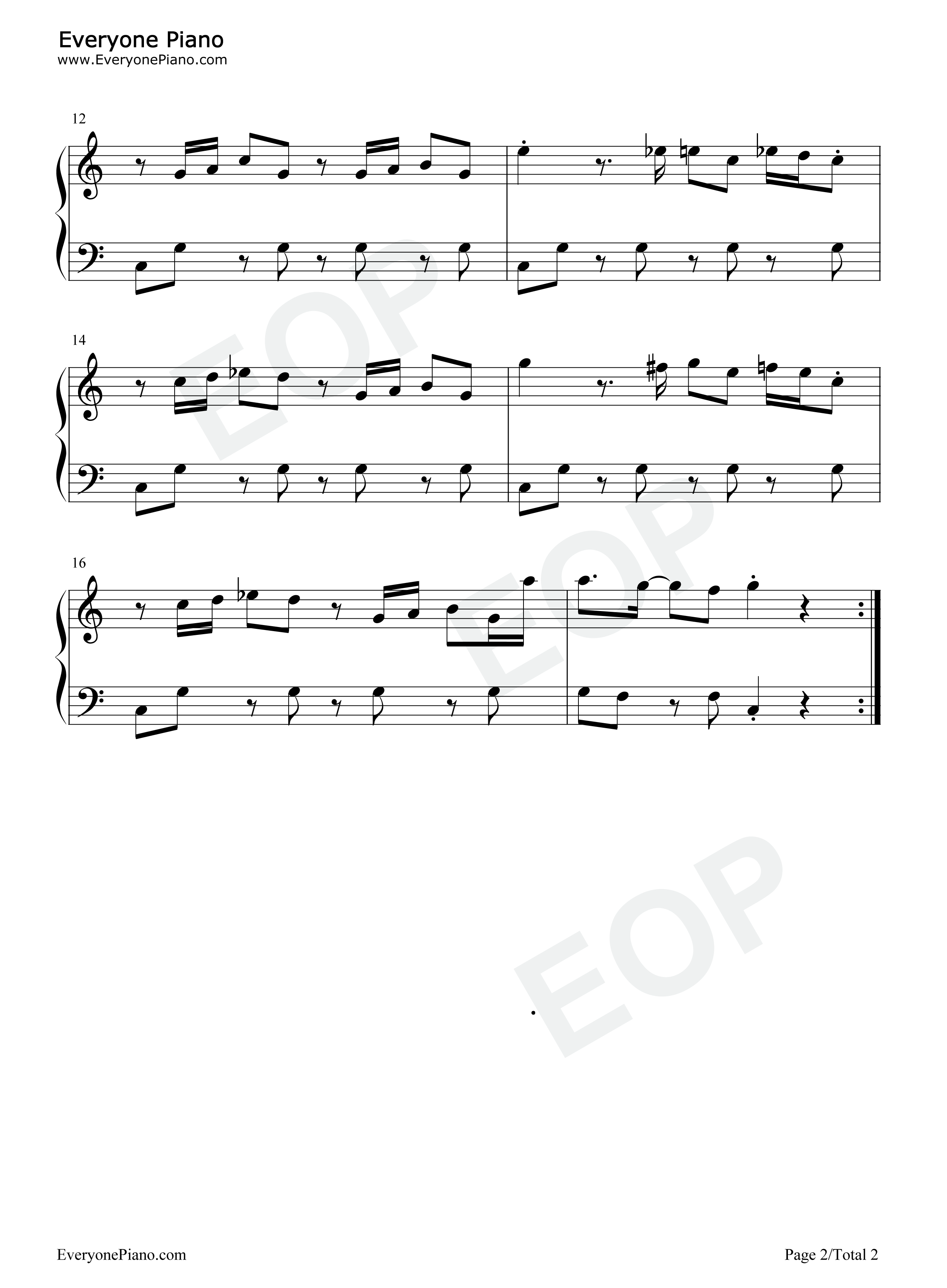 羊了个羊第二关BGM钢琴谱_羊了个羊