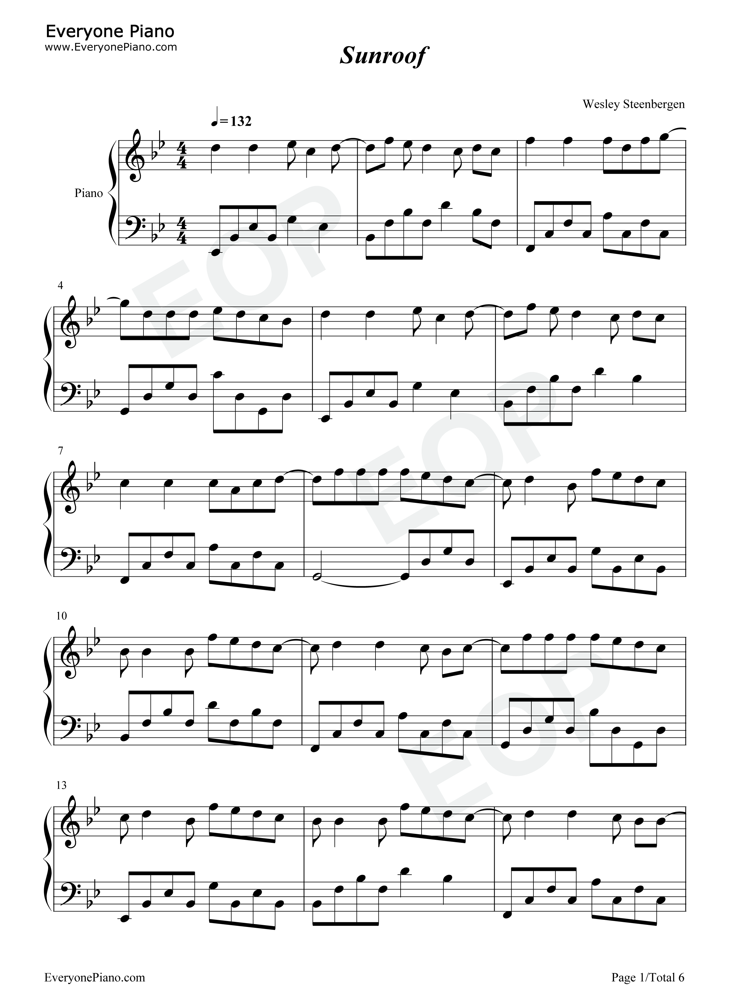 Sunroof钢琴谱_Nicky_Youre_Dazy