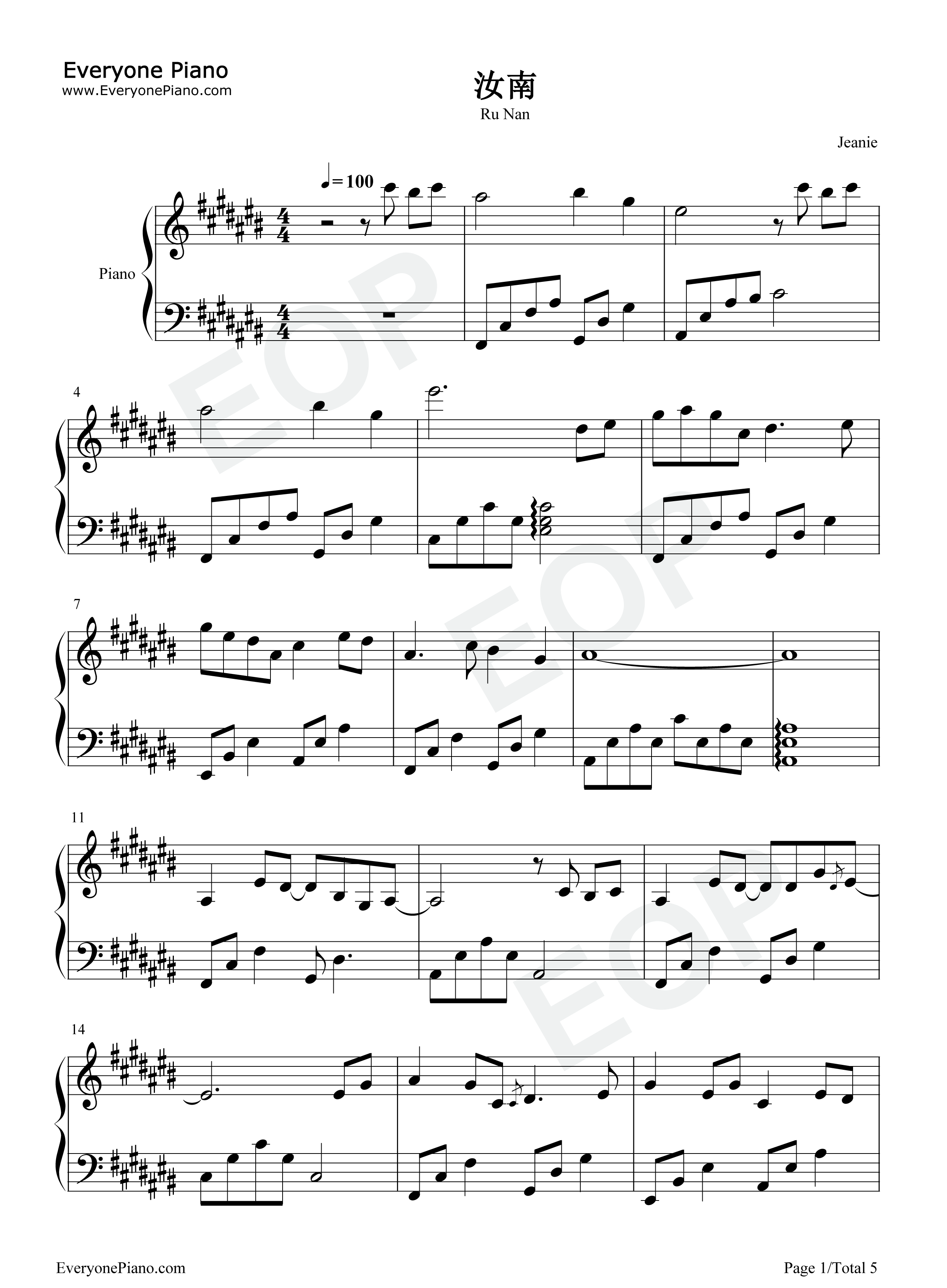 汝南钢琴谱_乔佳旭