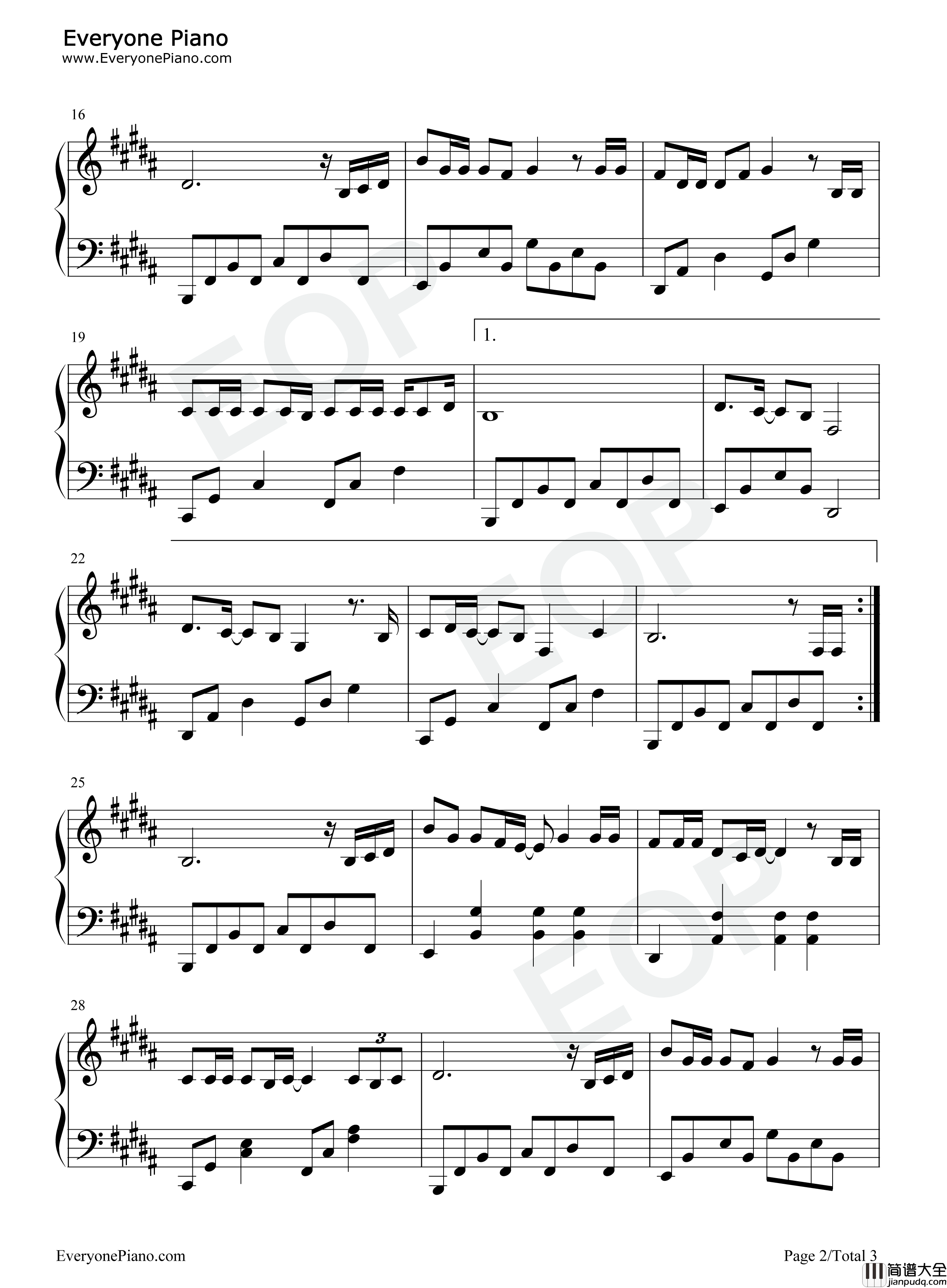 人生大事钢琴谱_朱一龙