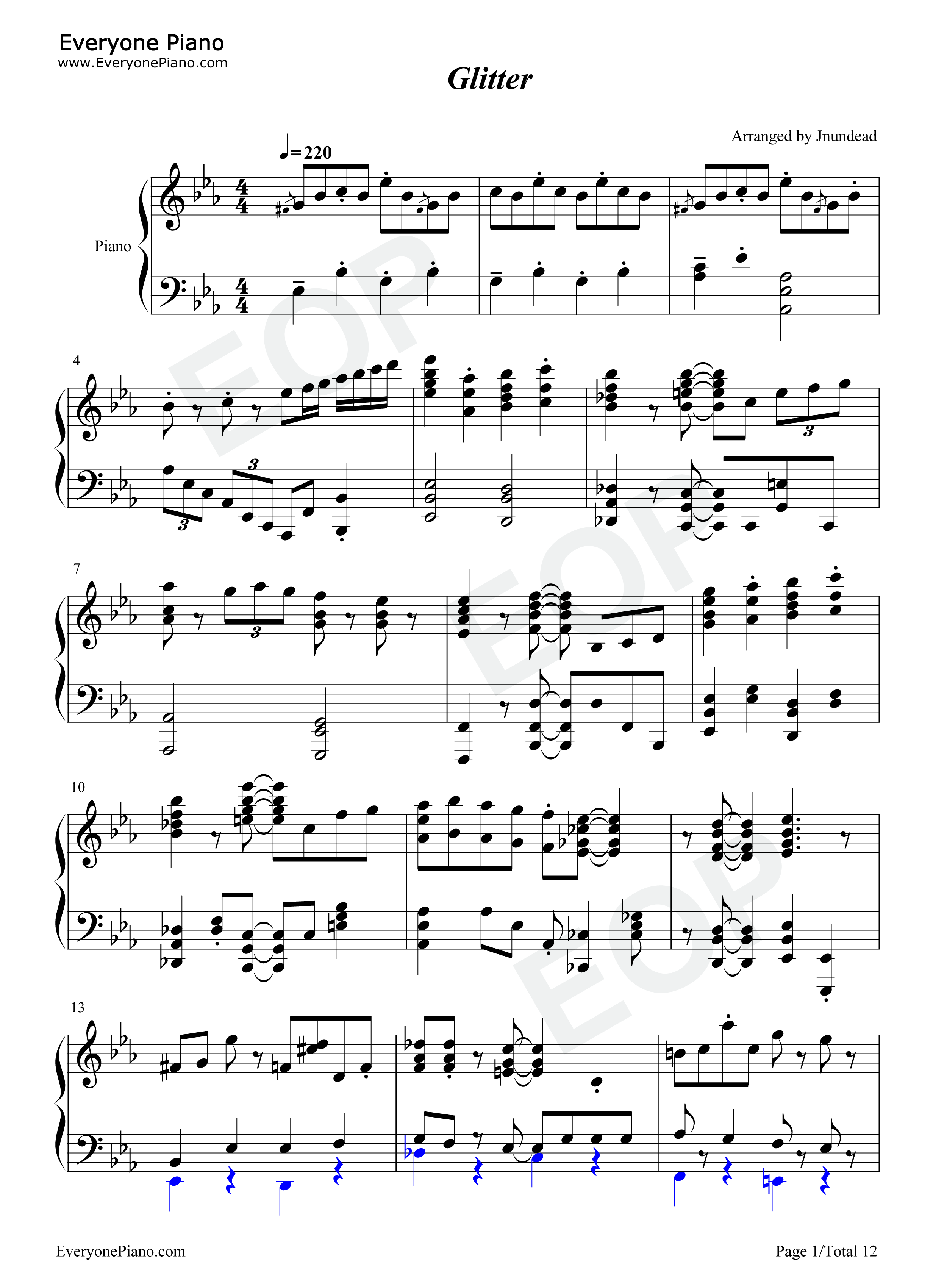 Glitter钢琴谱_sumika