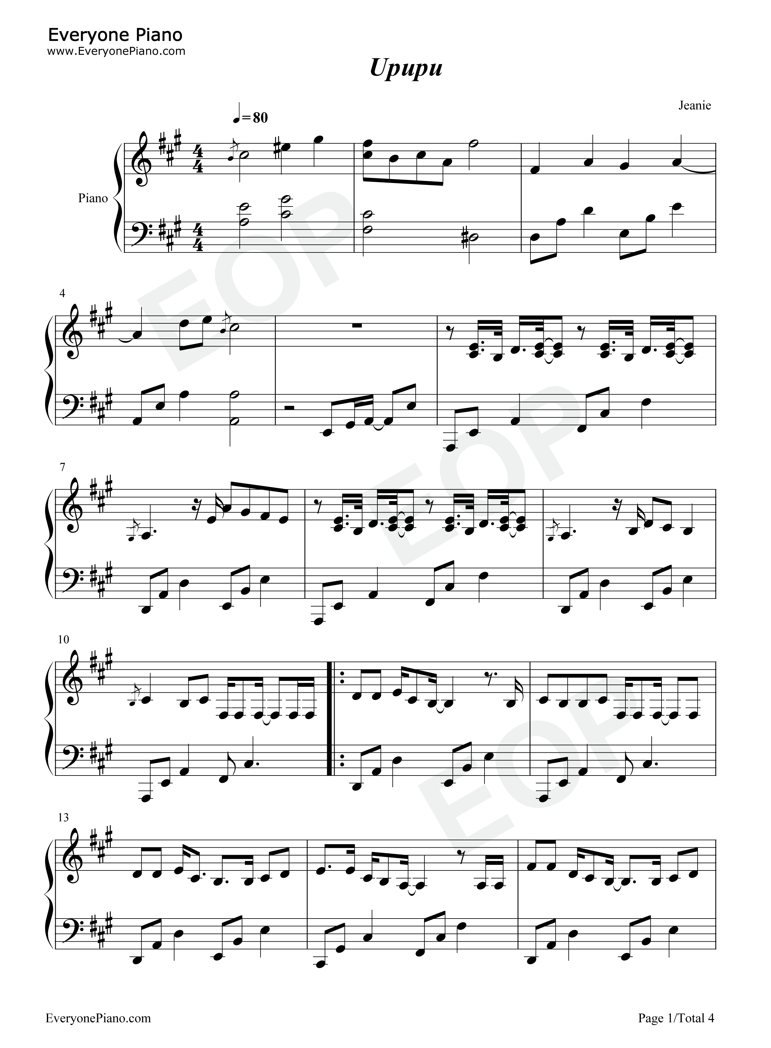 Upupu钢琴谱_小皮皮爱习题