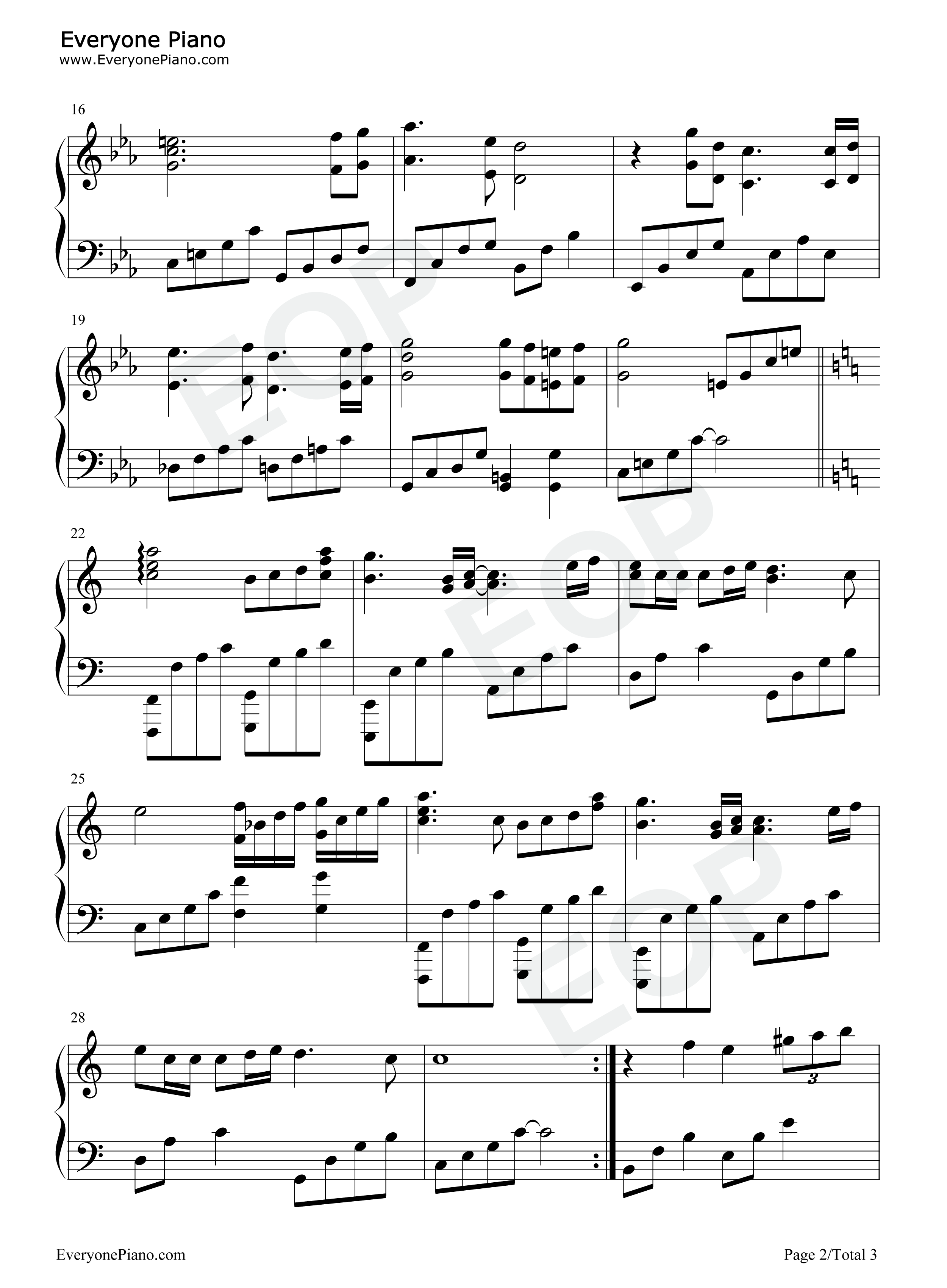 One钢琴谱_李秀英