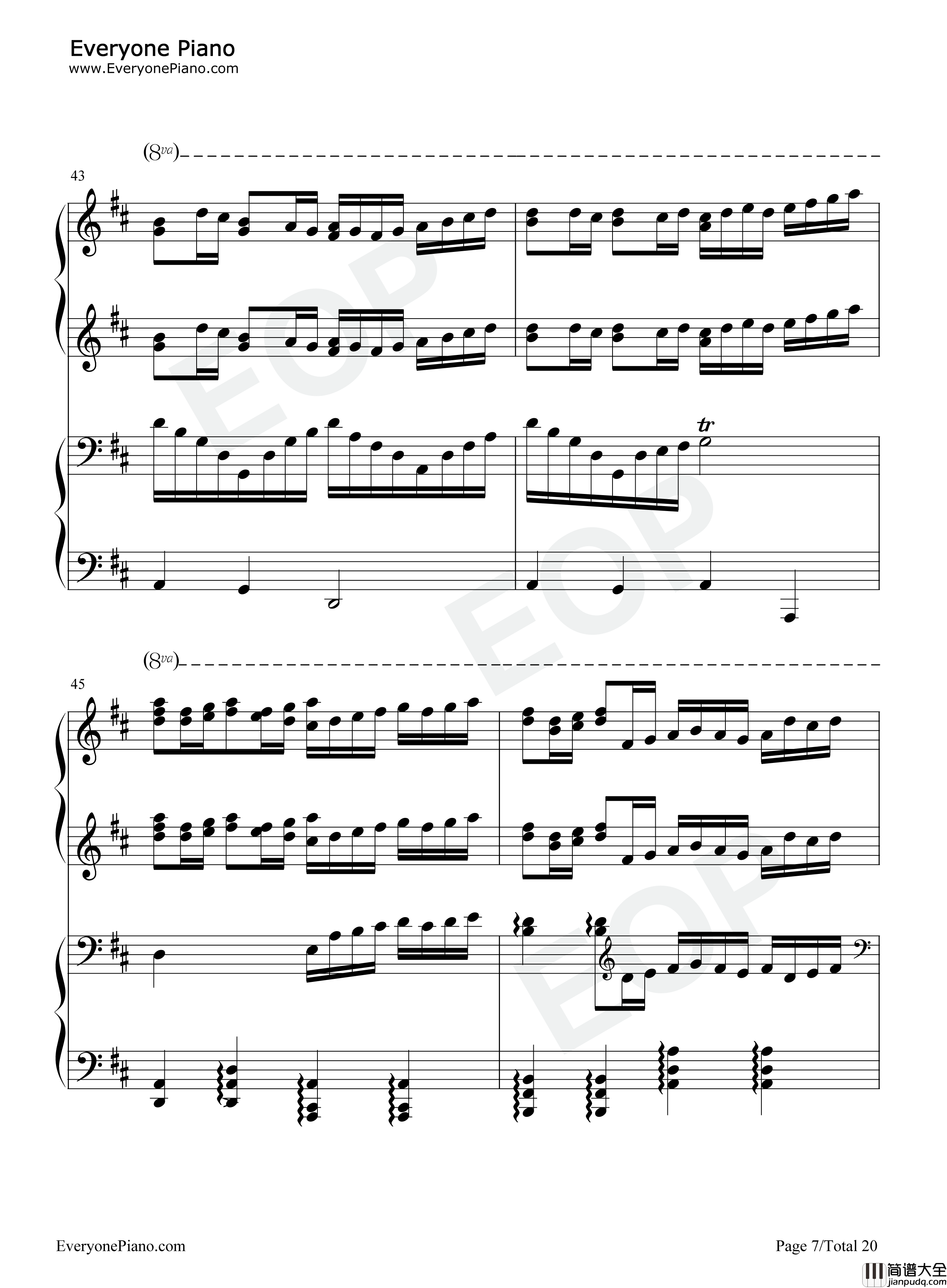 卡农钢琴谱_帕赫贝尔