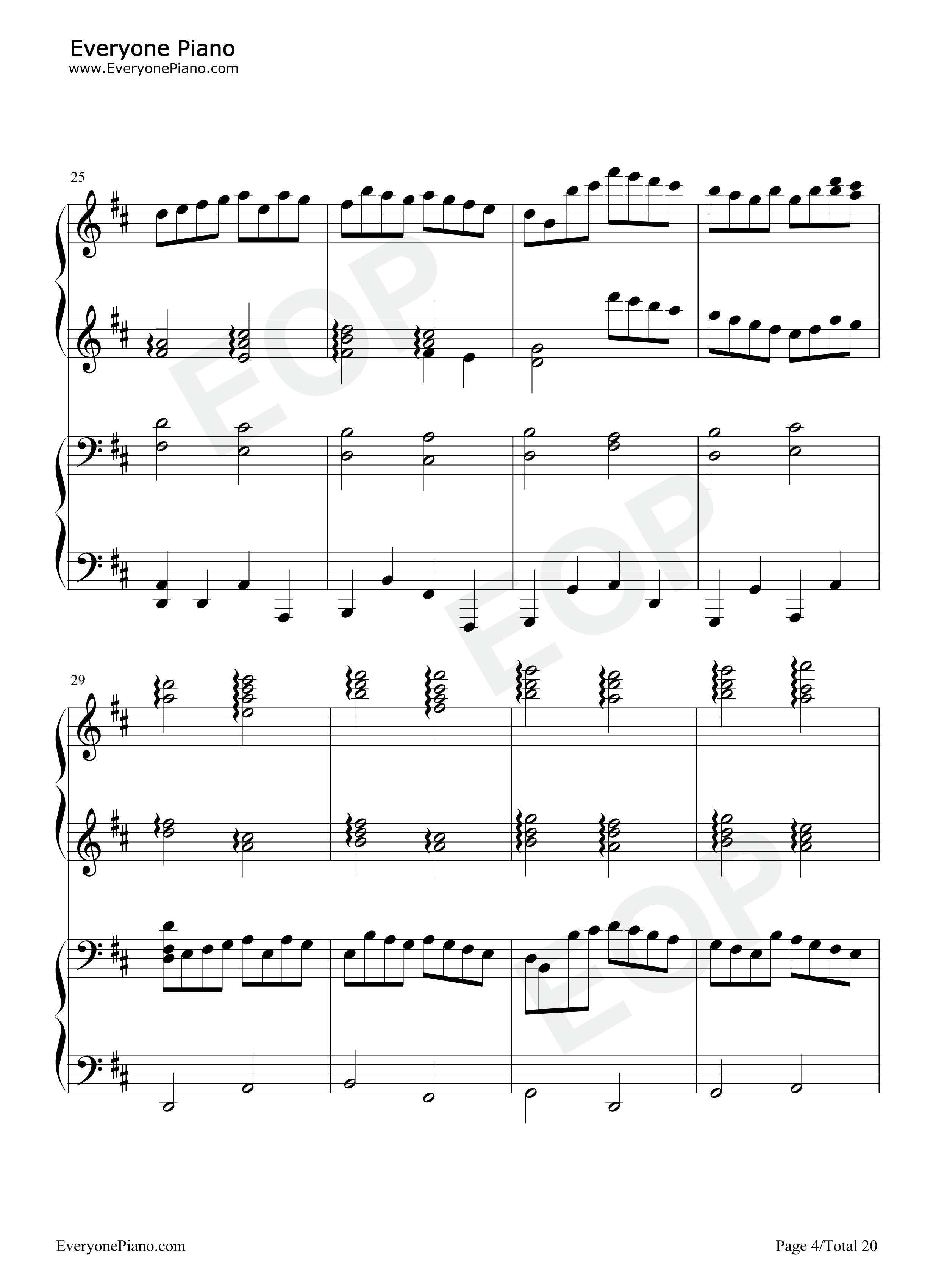 卡农钢琴谱_帕赫贝尔