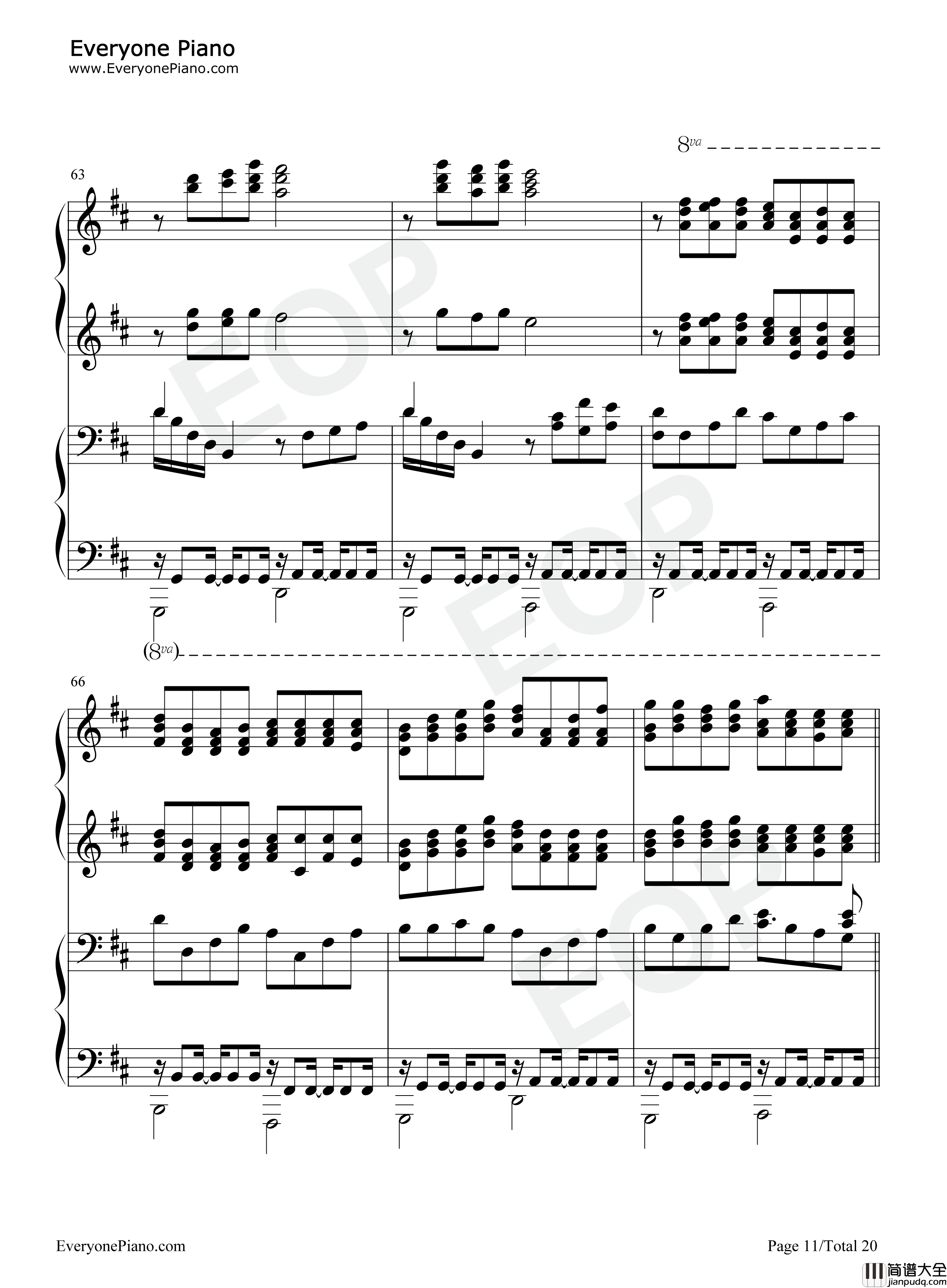 卡农钢琴谱_帕赫贝尔