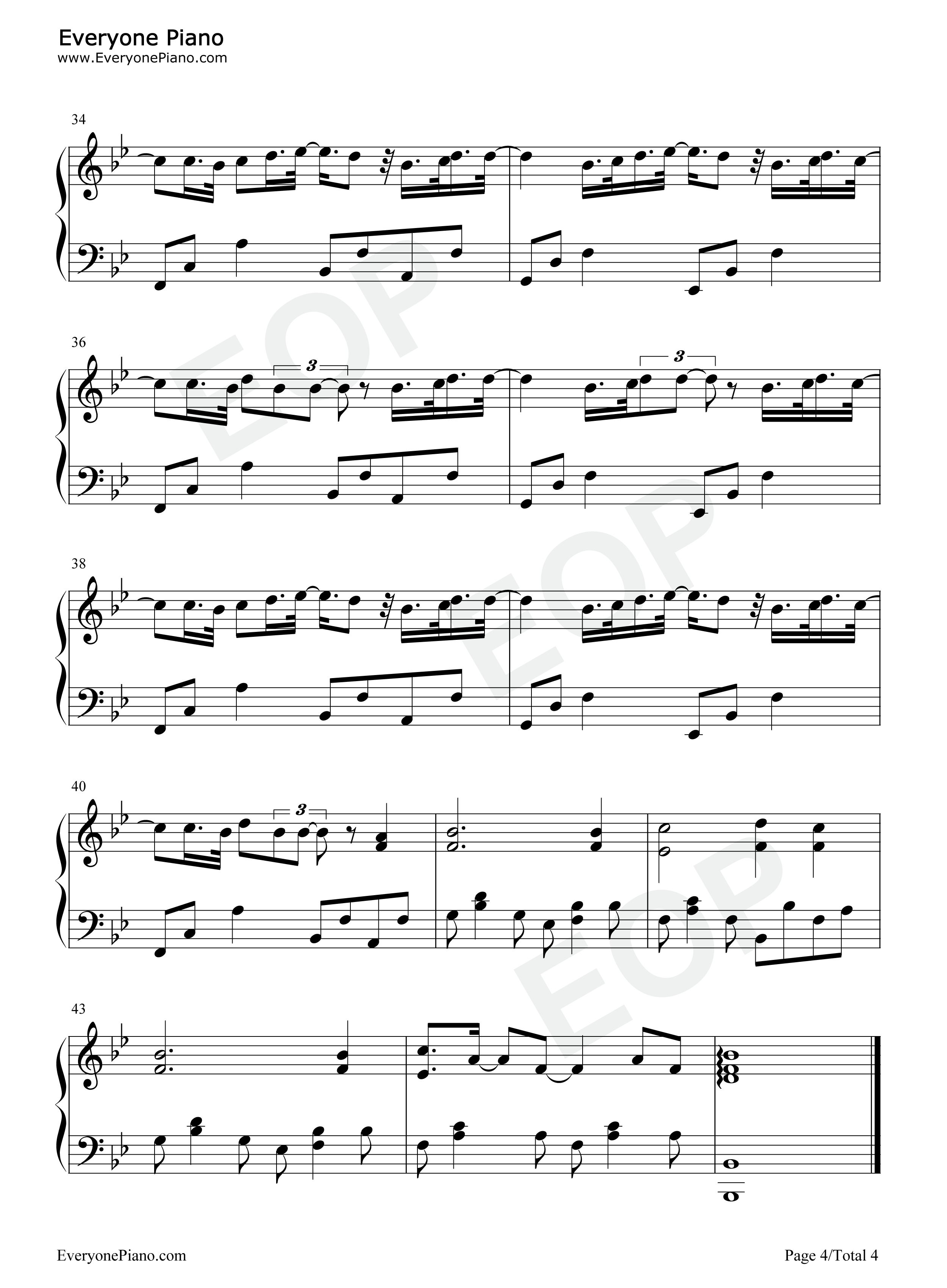 粉色海洋钢琴谱_周杰伦