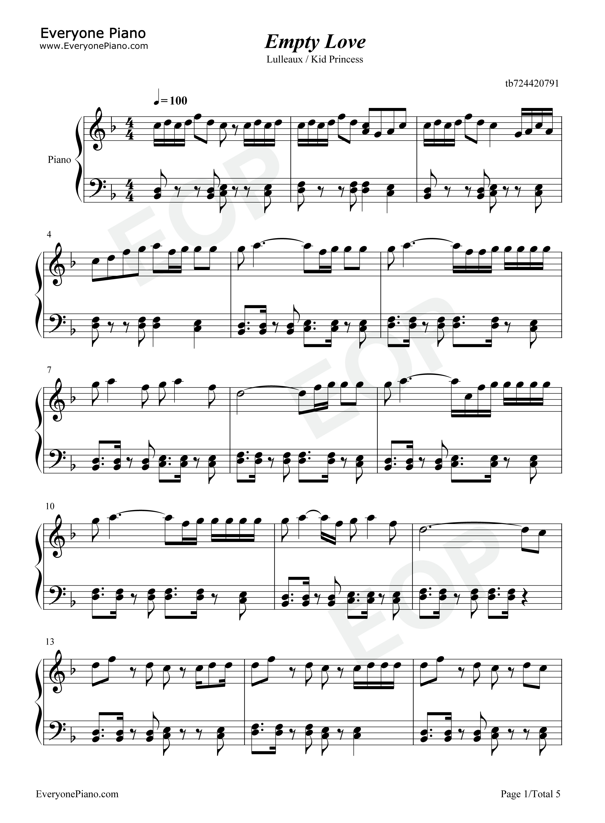 Empty_Love钢琴谱_Lulleaux_Kid_Princess