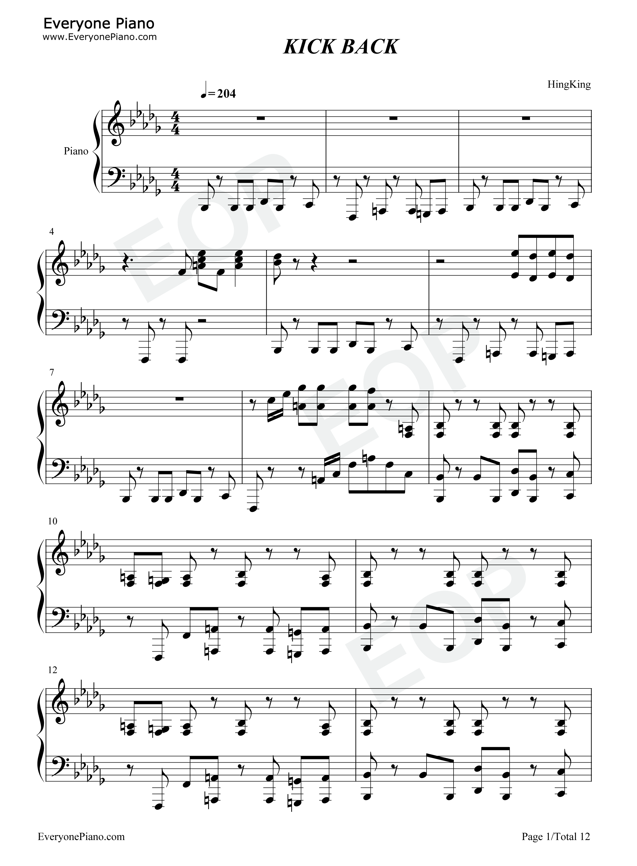 KICK_BACK钢琴谱_米津玄师