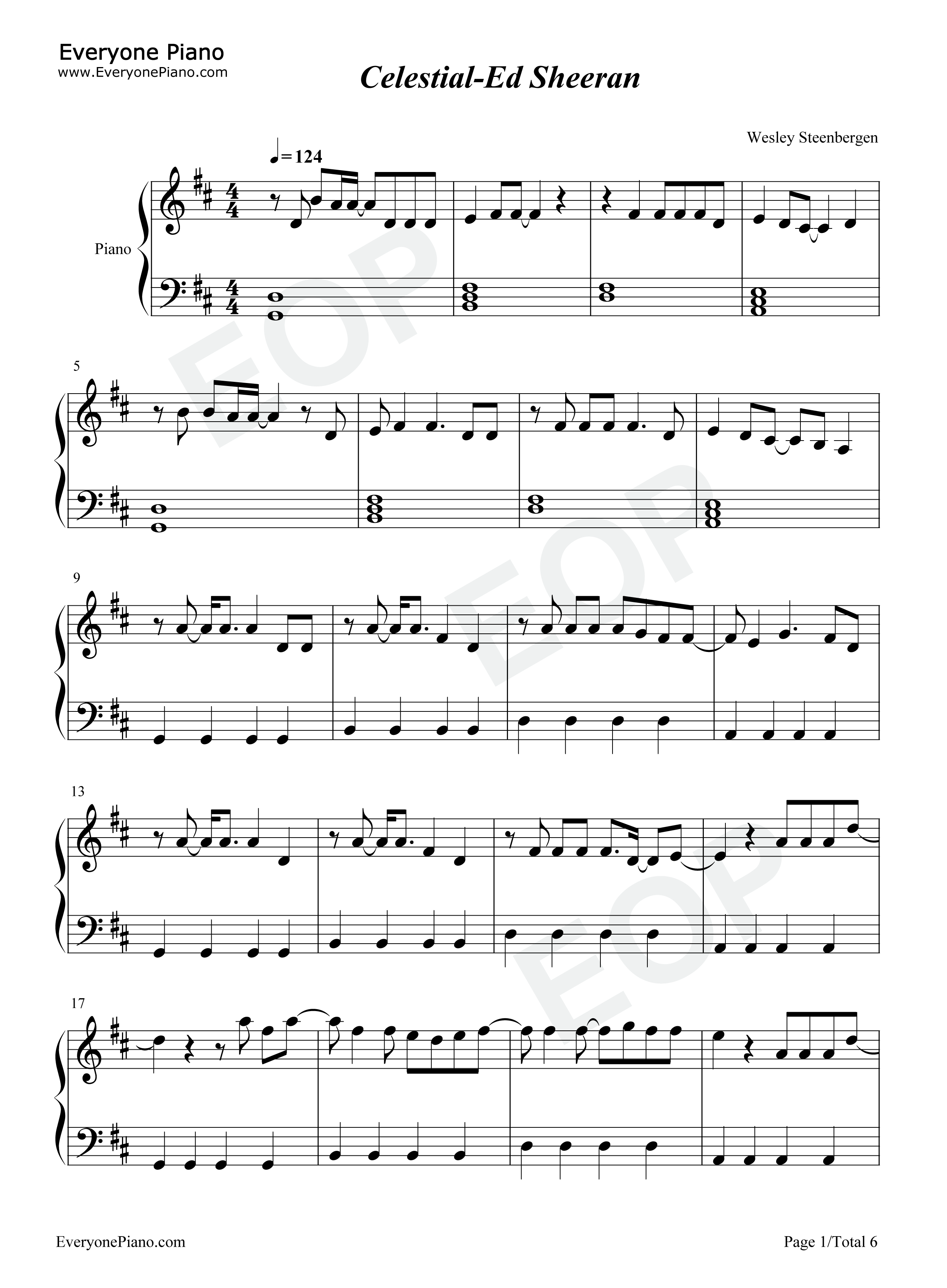 Celestial钢琴谱_Ed_Sheeran
