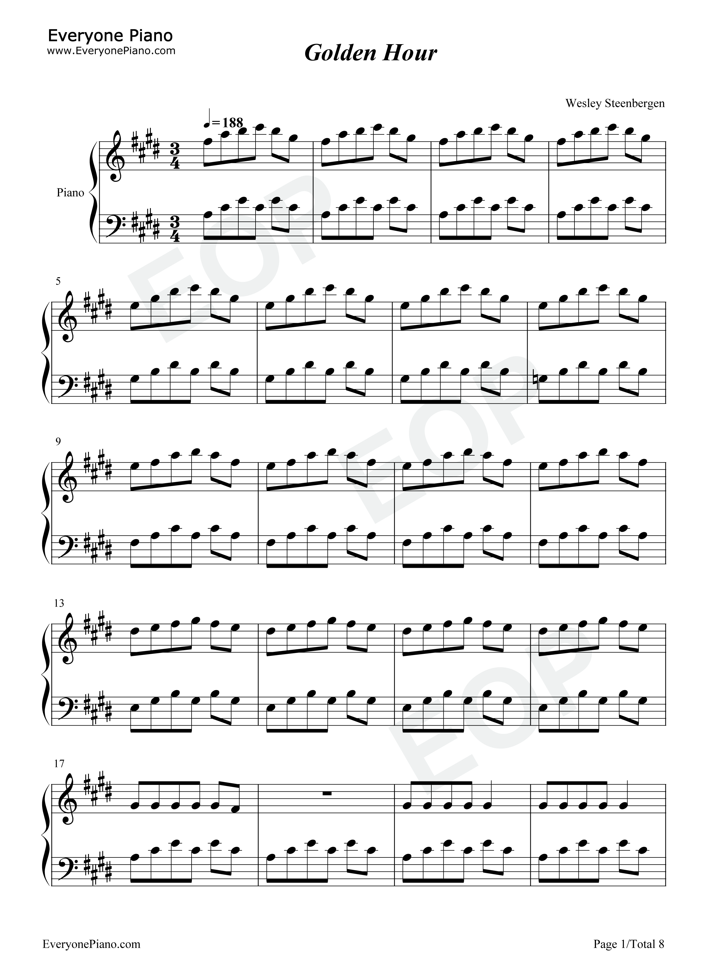 Golden_Hour钢琴谱_JVKE