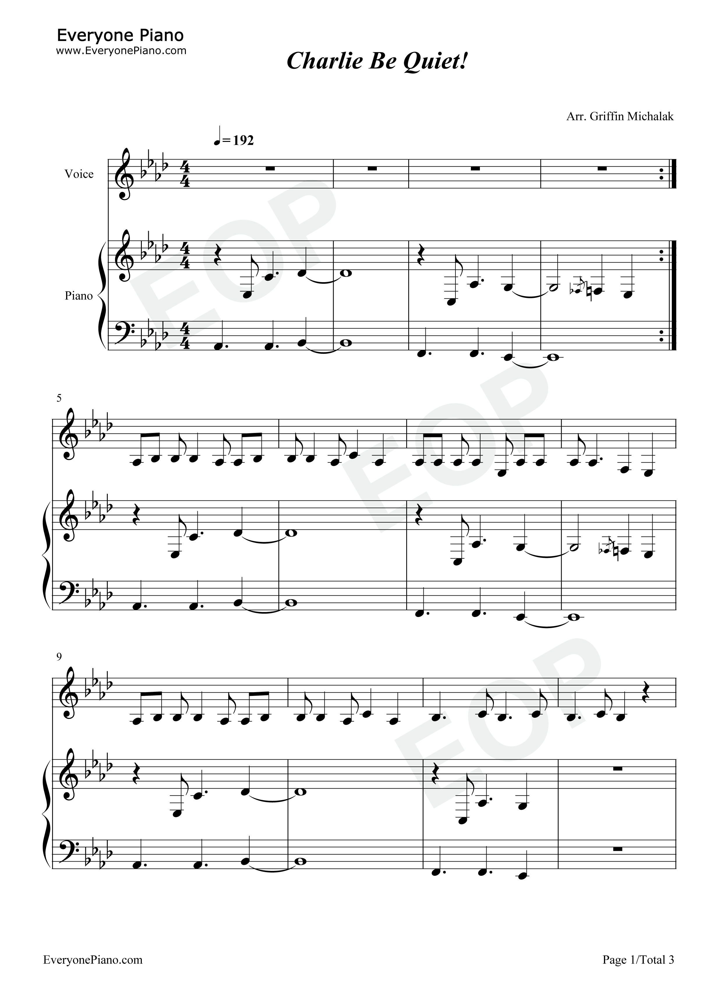 Charlie_Be_Quiet钢琴谱_Charlie_Puth