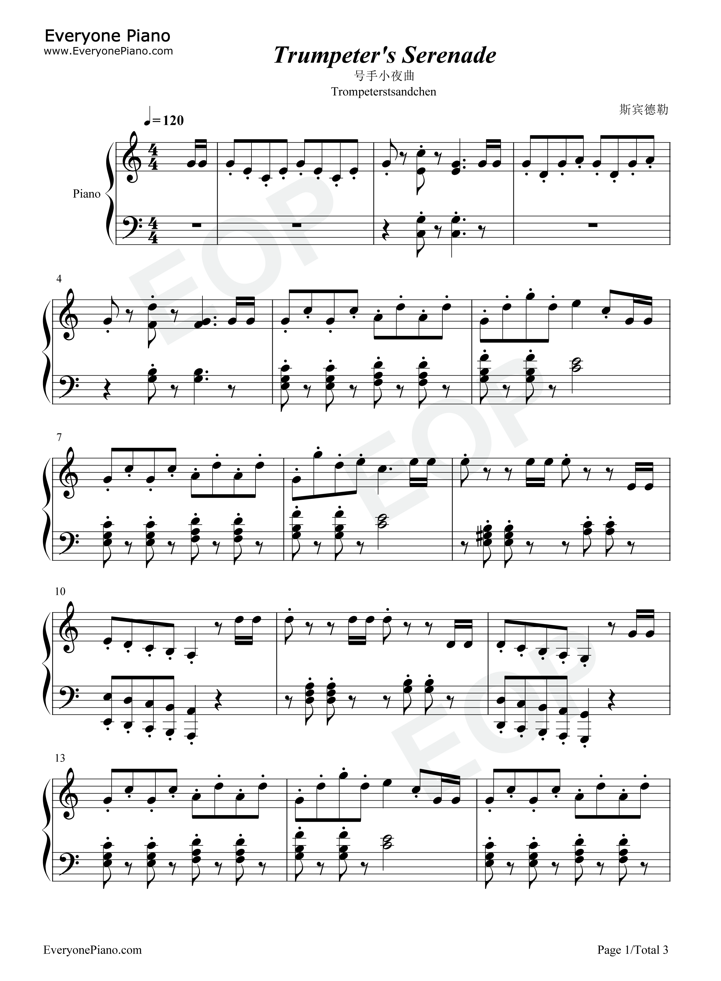 号手小夜曲钢琴谱_弗里兹·斯宾德勒_Fritz_Spindler